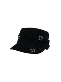 lecyto-fw-26-multiple-pierced-flap-cap-black-black-s