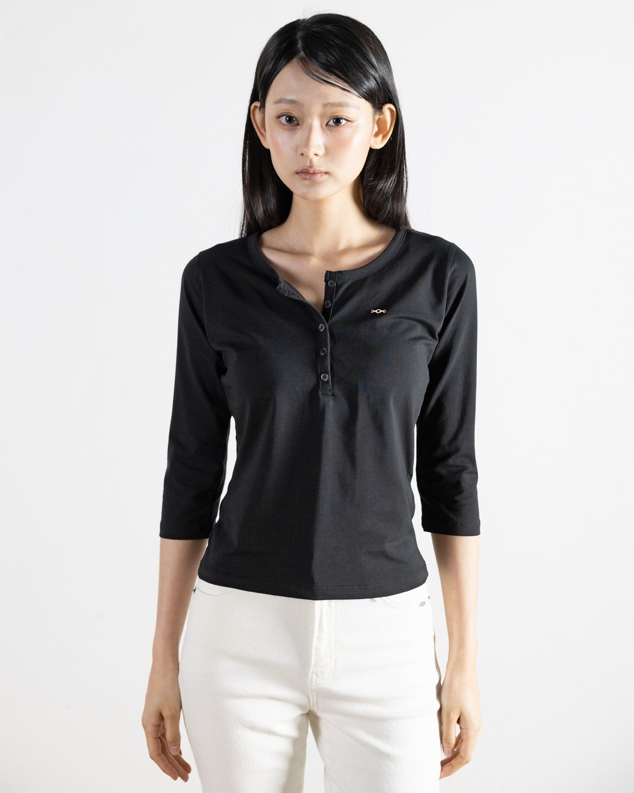 magoren-seoul-fw-26-henley-3-4-sleeve-top-black-black-s