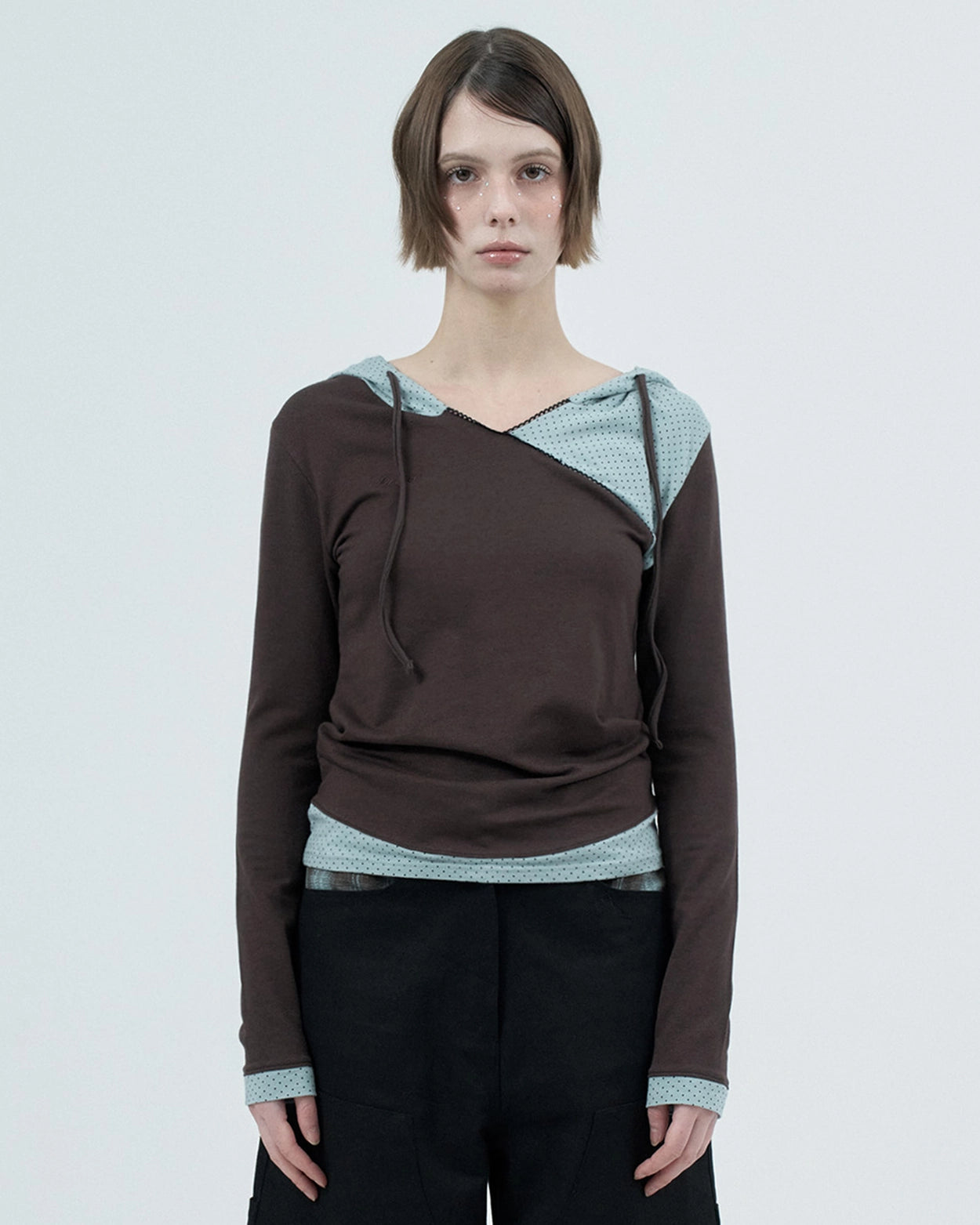 fazed-ss-25-dot-wrap-layered-hoodie-/-brown