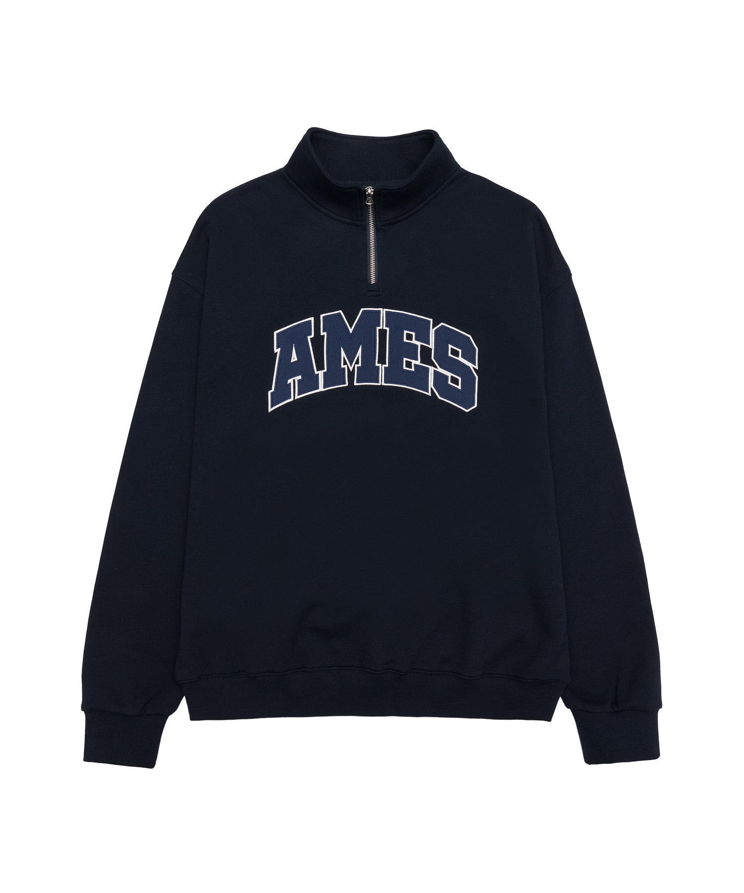 ames-worldwide-fw-25-basic-applique-half-zip-sweatshirt-navy-navy-s
