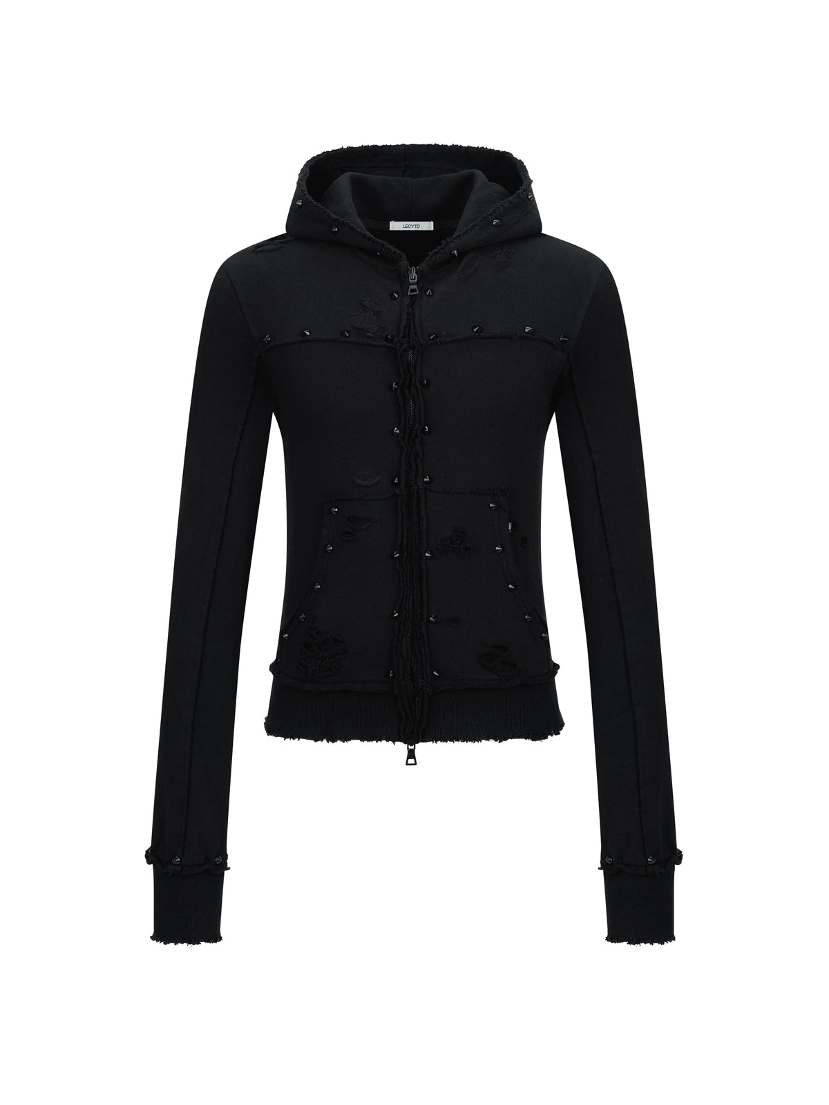 lecyto-fw-26-destroyed-spike-zip-up-hoodie-black-black-s
