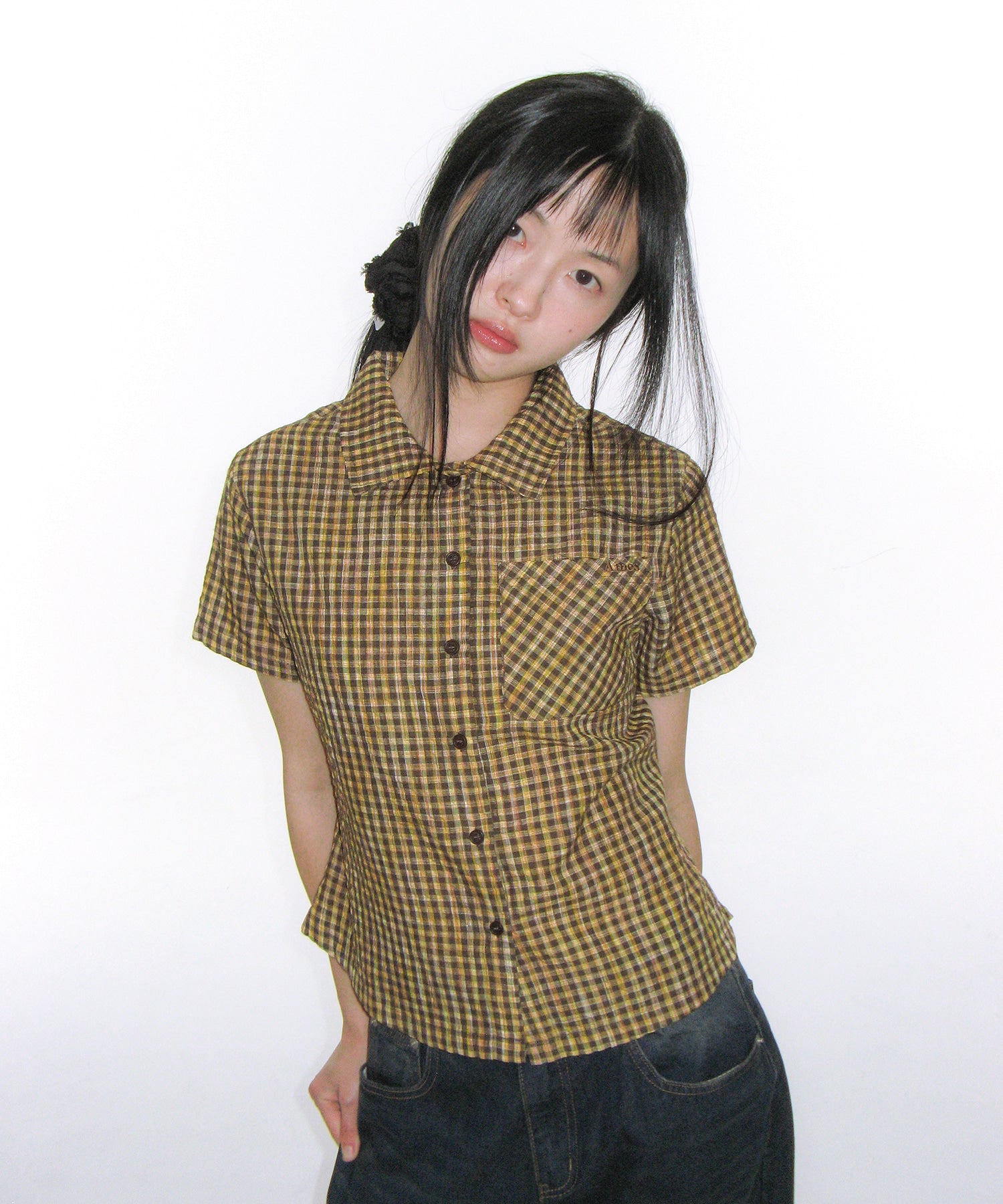 ames-worldwide-ss-26-wrinkled-check-short-sleeve-shirts-brown-brown-s