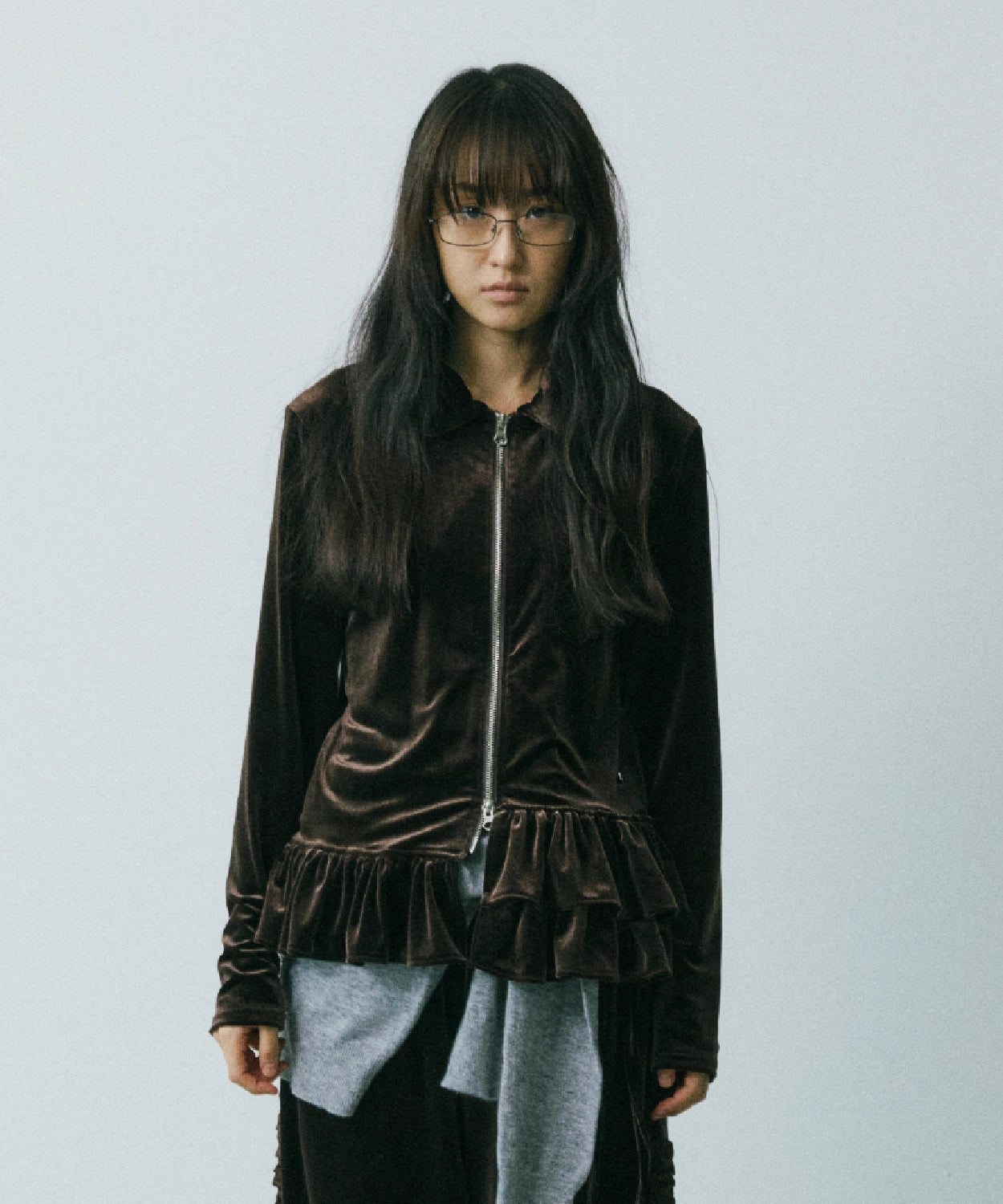 hokuspokus-fw-25-flat-collar-velvet-zip-up-cardigan-brown-brown-s