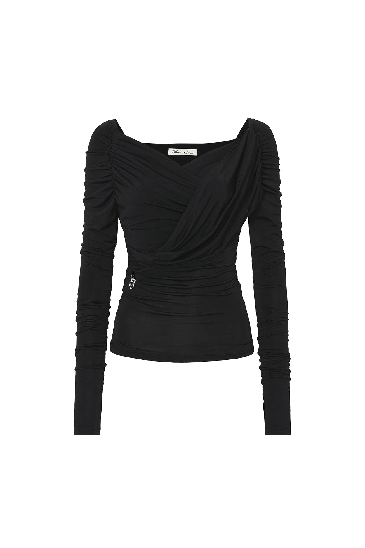 pain-or-pleasure-fw-25-draped-off-shoulder-top-black-black-s