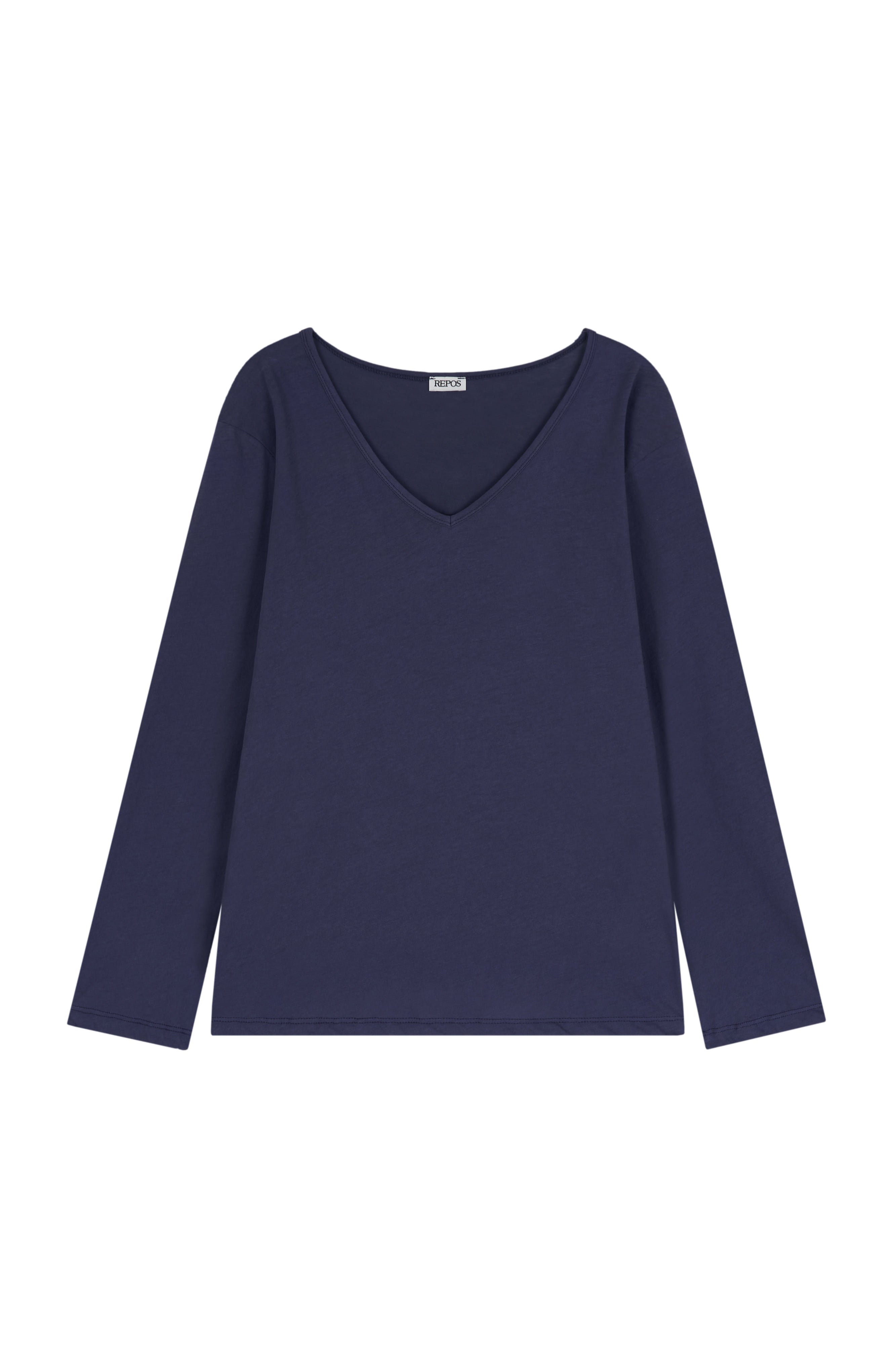 repos-ss-26-thin-v-neck-t-shirt-vintage-blue-vintage-blue-s