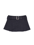 [FORUSRING] BELTED MINI SKIRT (STRIPE CHARCOAL)