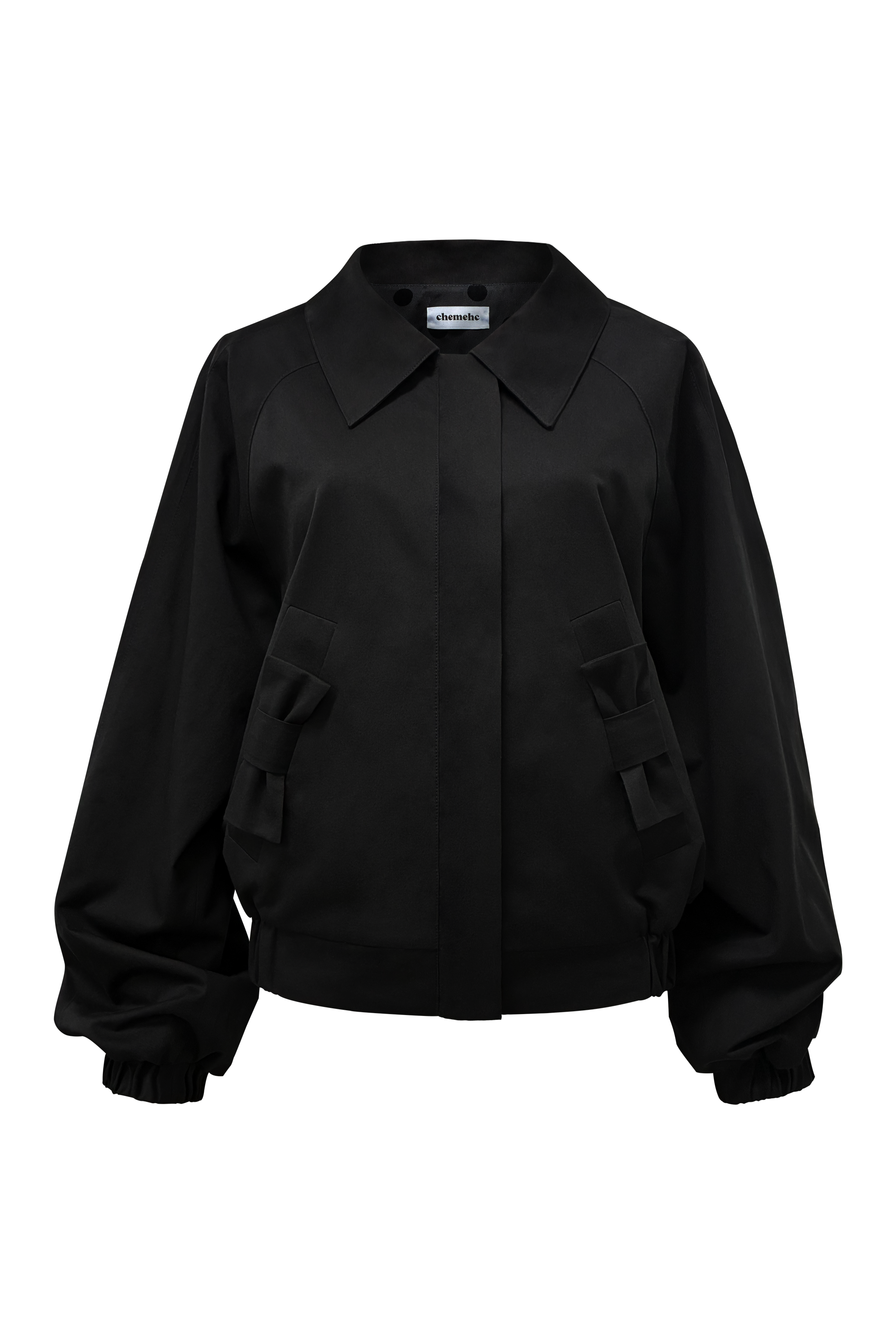 chemehc-fw-25-bow-raglan-cotton-jacket-black-black-s