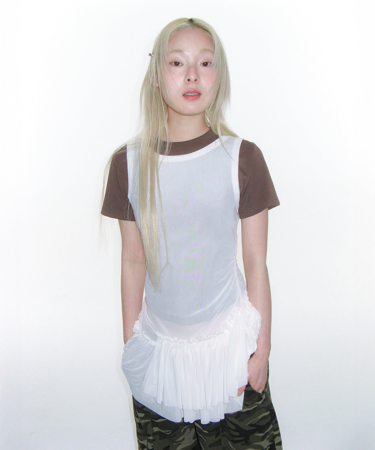 ames-worldwide-ss-26-mesh-shirring-mini-dress-ivory-ivory-s