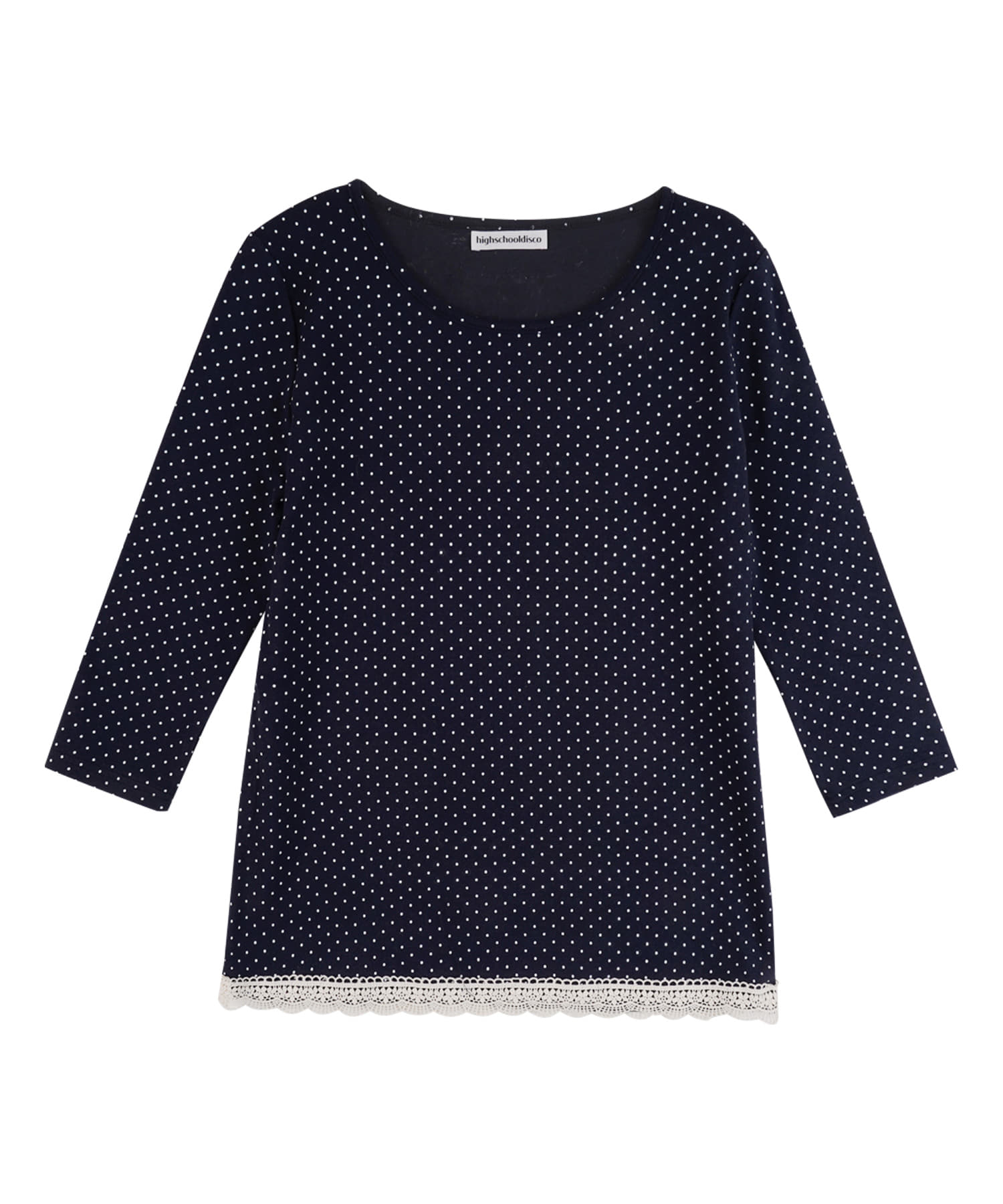 high-school-disco-ss-26-dot-lace-3-4-sleeve-navy-navy-s