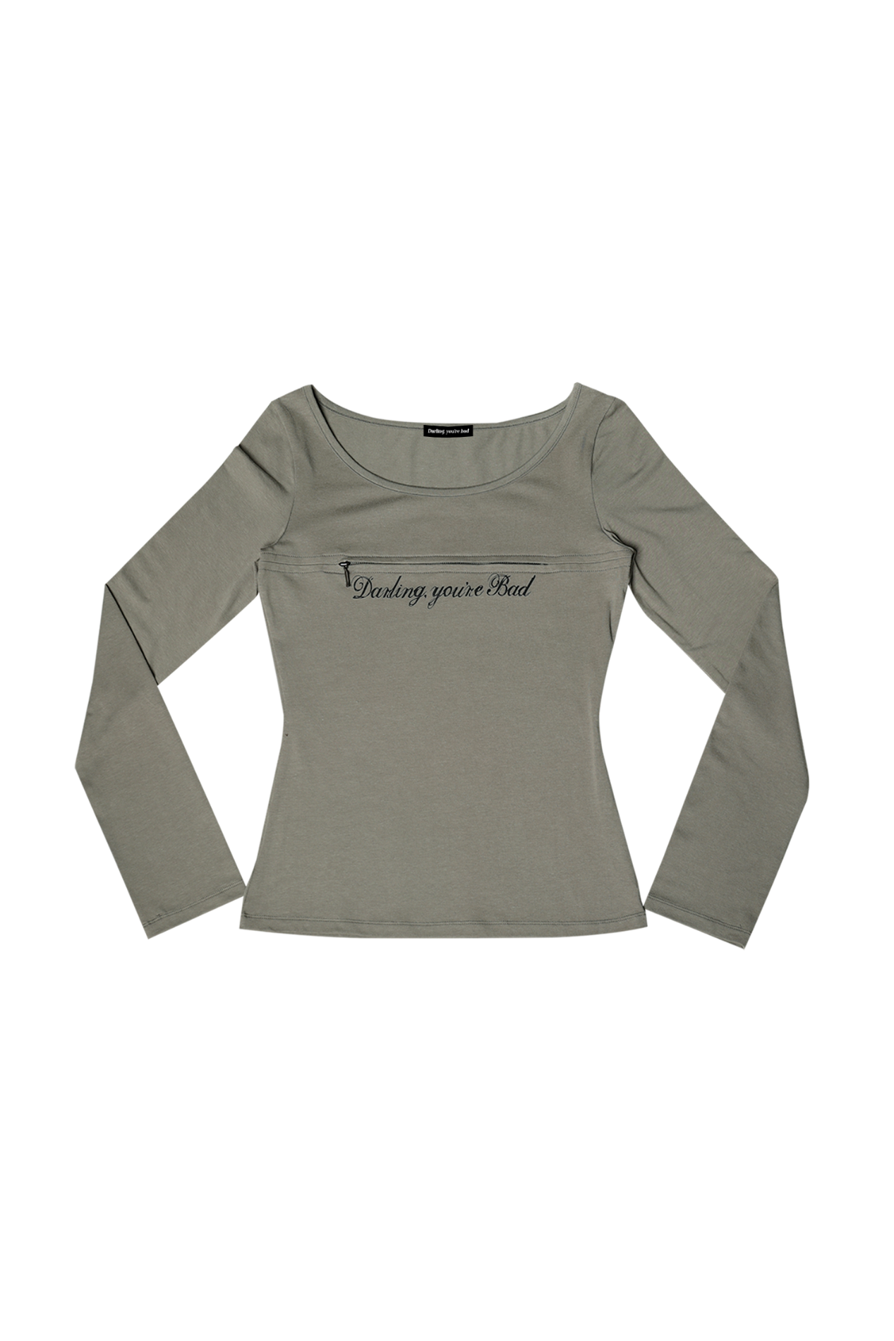 darling-you-are-bad-fw-25-unzipped-logo-t-shirt-cursive-ver-khaki-khaki-s