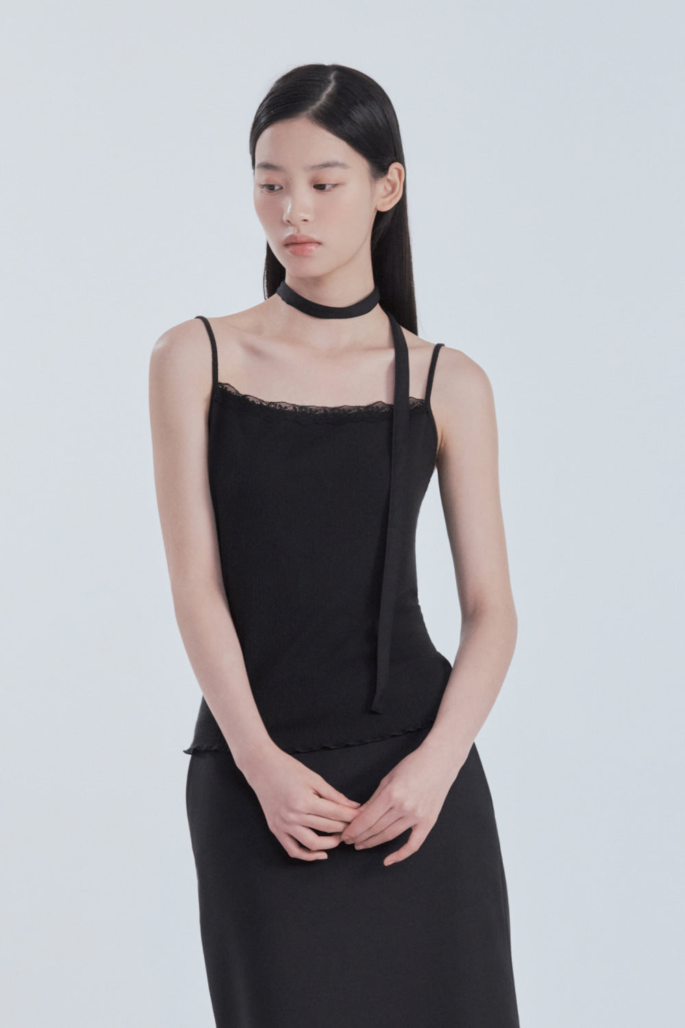 mausoleum-fw-26-lace-jersey-cami-top-black-s