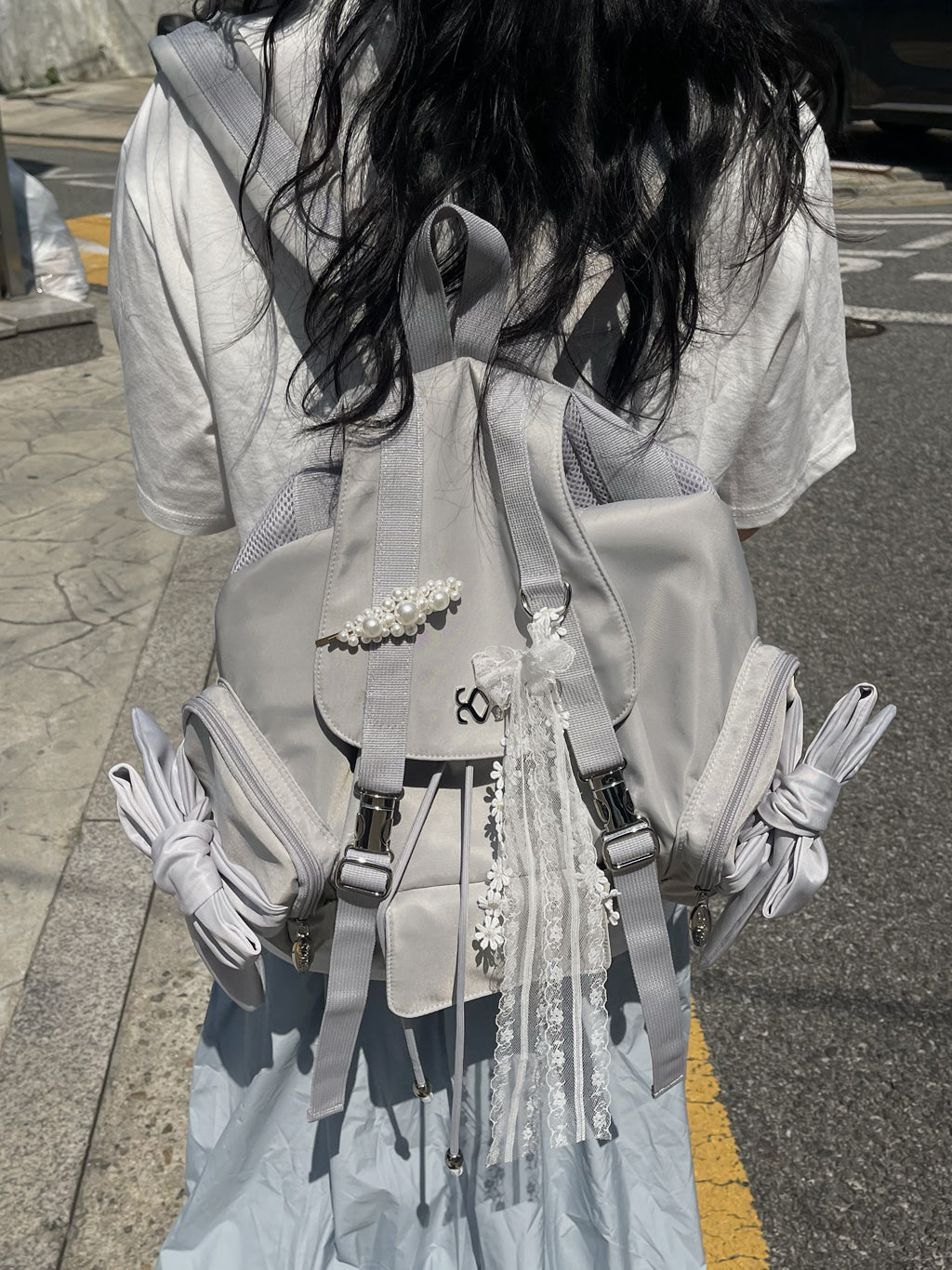 [SIWEOL107] Bow Backpack_Light Grey