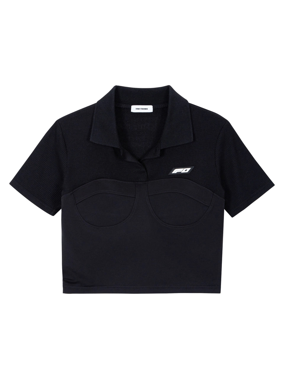 fanyoung-fw-25-bustier-pique-crop-top-black-s