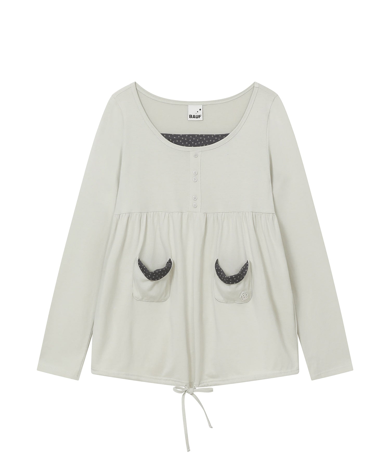 bauf-fw-26-star-pocket-shirring-long-sleeve-top-mint-mint-s