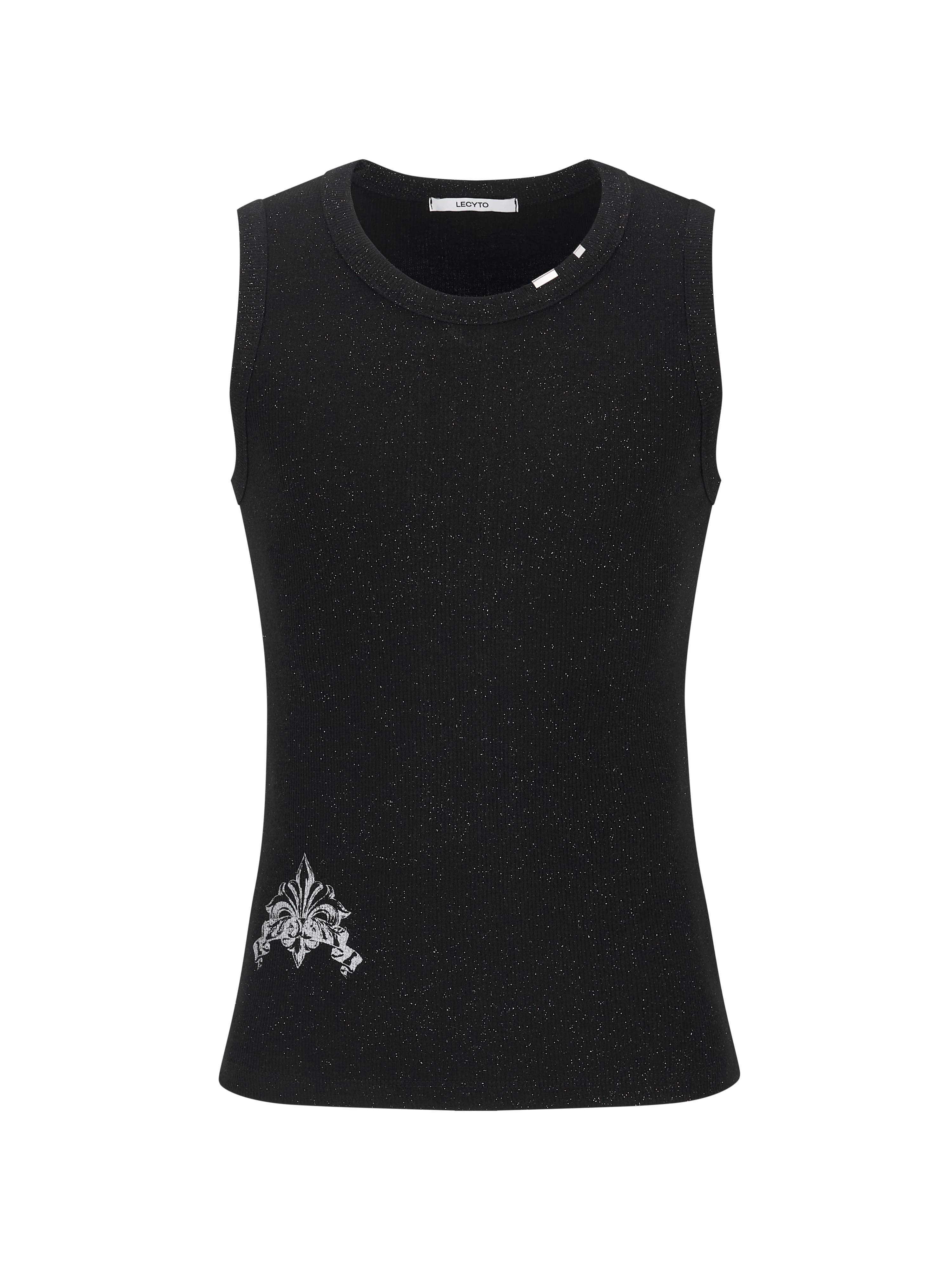 lecyto-ss-26-glitter-rib-sleeveless-black-black-s