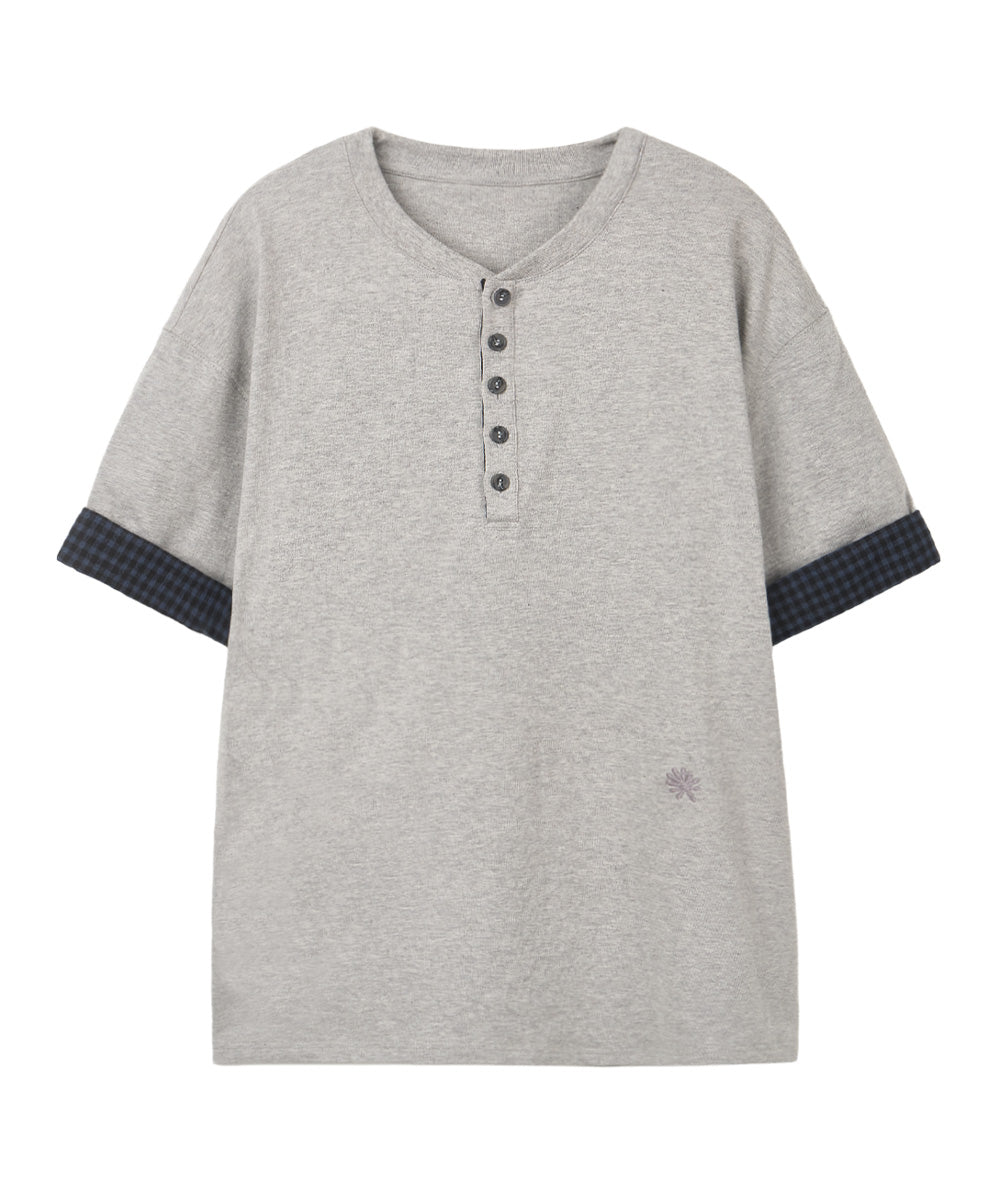 dandel-ss-26-dd-check-roll-up-henley-neck-tee-grey-gray-s
