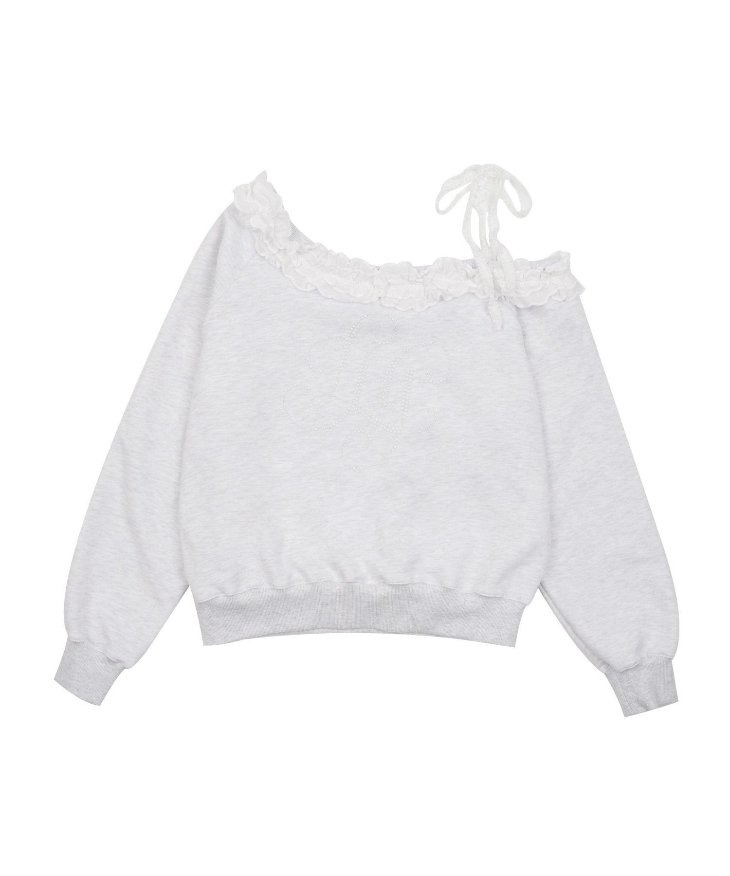 high-school-disco-fw-25-one-shoulder-frill-sweatshirt-melange-grey-s