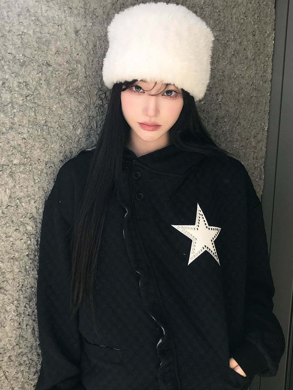 luv-is-true-fw-25-ev-star-hood-tee-black-black-s