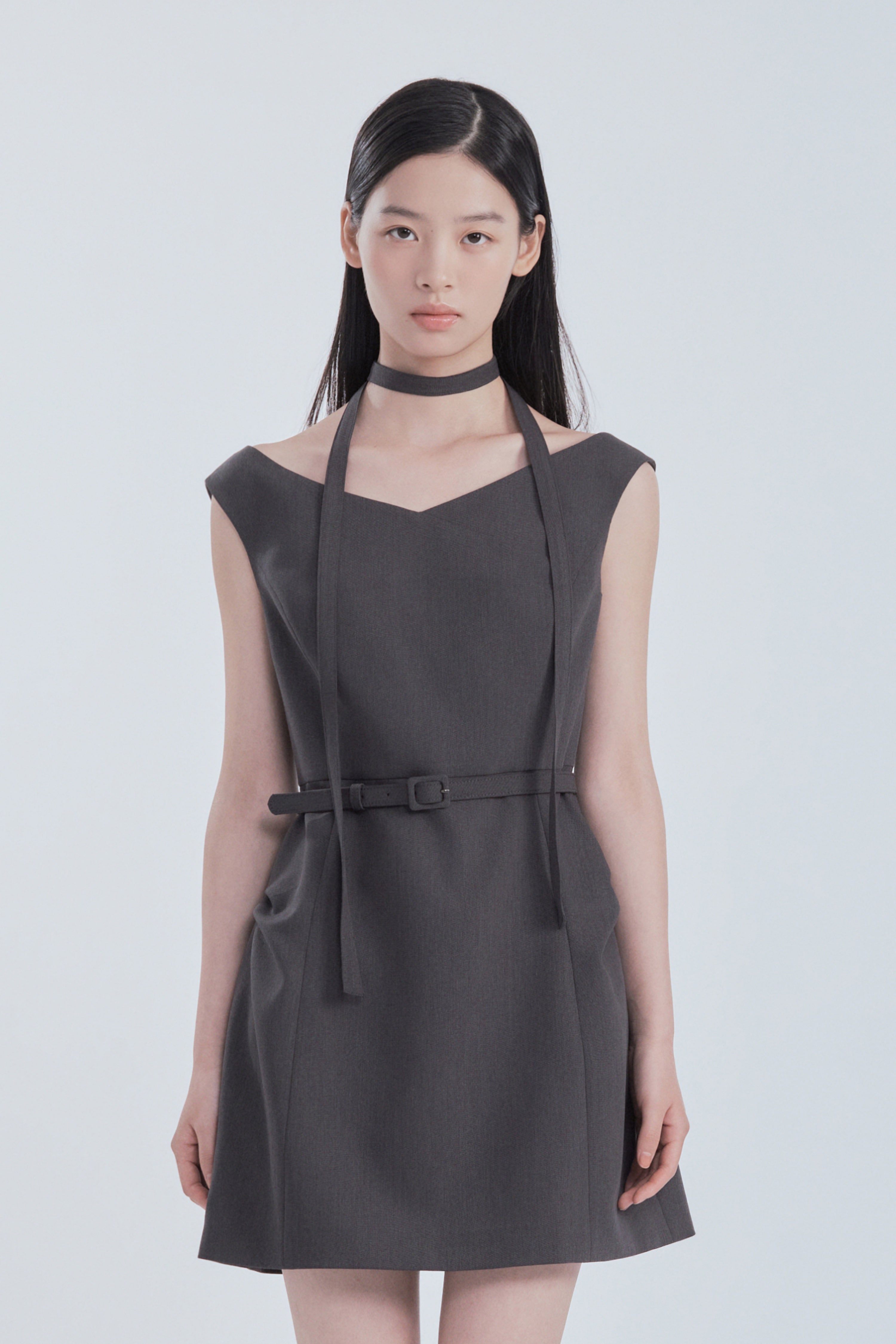 mausoleum-fw-26-sienna-semi-off-shoulder-mini-dress-charcoal-charcoal-s