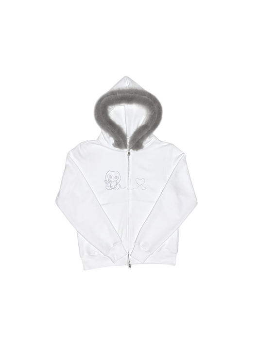 porico-world-fw-24-pori¡¯s-love-(set-up)-fur-hood-zipup-white