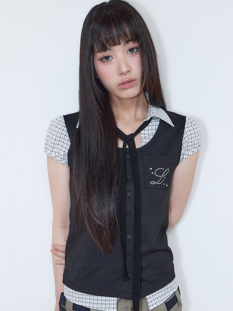 luv-is-true-ss-26-sy-layered-blouse-black-black-s