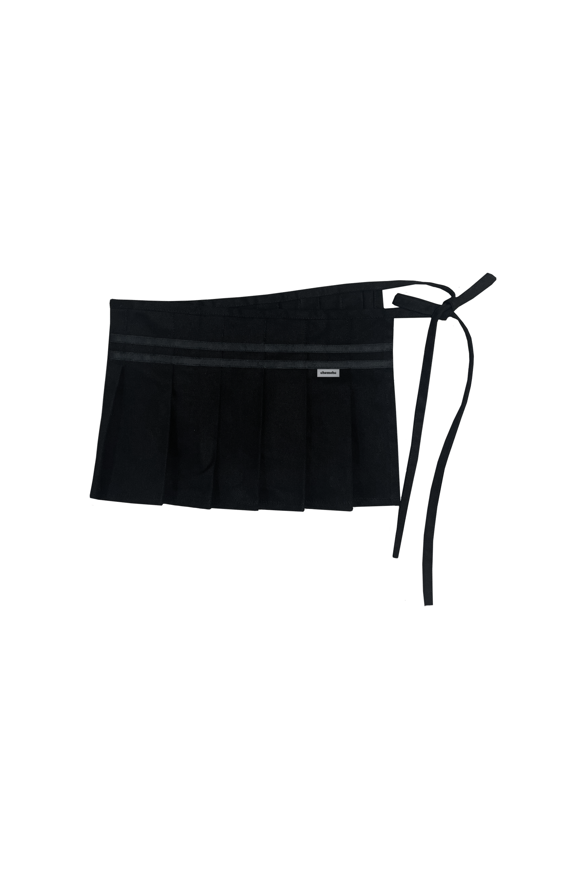 chemehc-fw-24-mini-pleats-layered-skirt-black