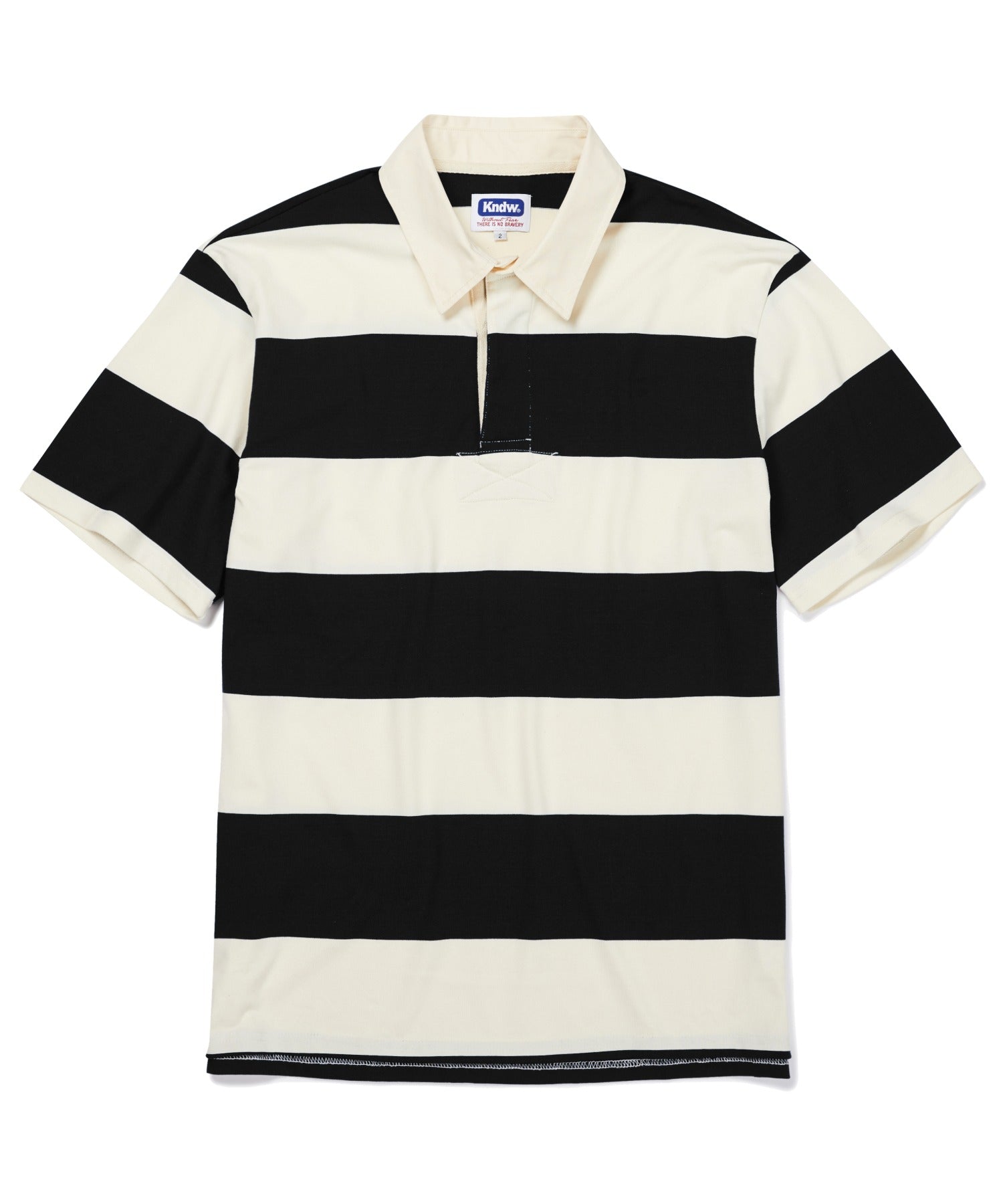 knd-ss-26-lazy-club-stripe-rugby-half-shirt-black-black-s