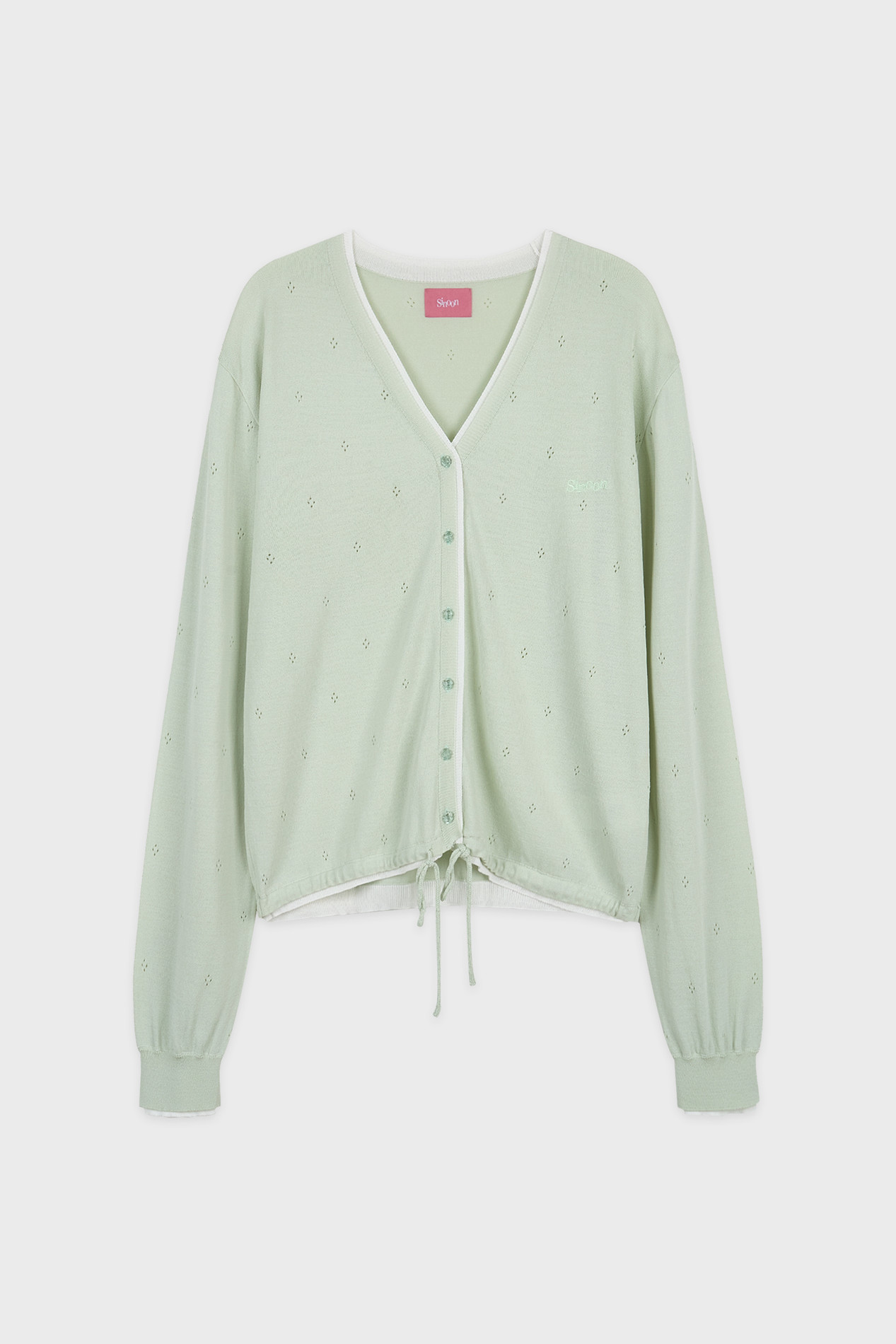 sinoon-ss-26-v-neck-string-punching-cardigan-light-green-light-green-s