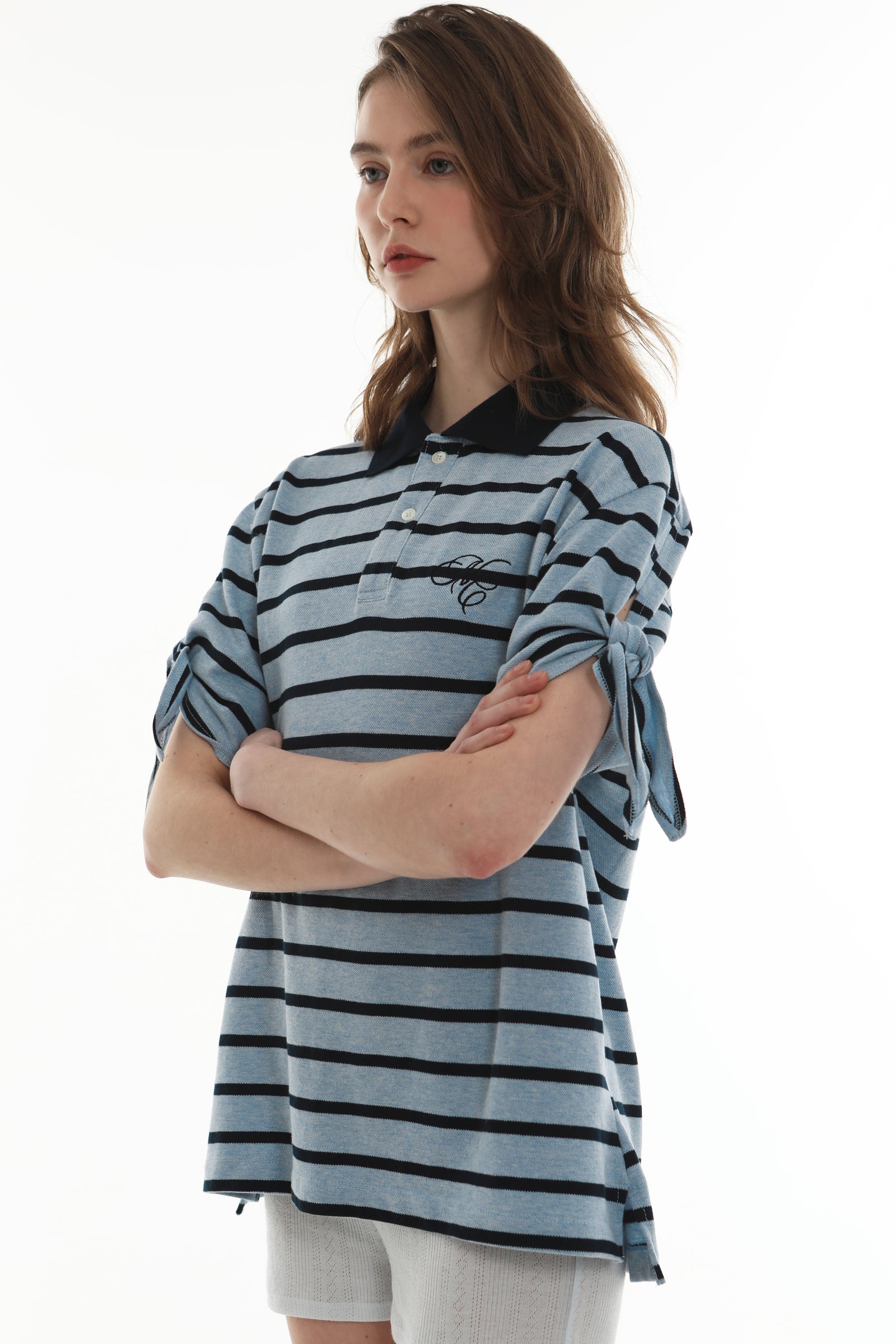 nana-crew-ss-25-striped-ribbon-pique-polo-shirt-sapphire-blue