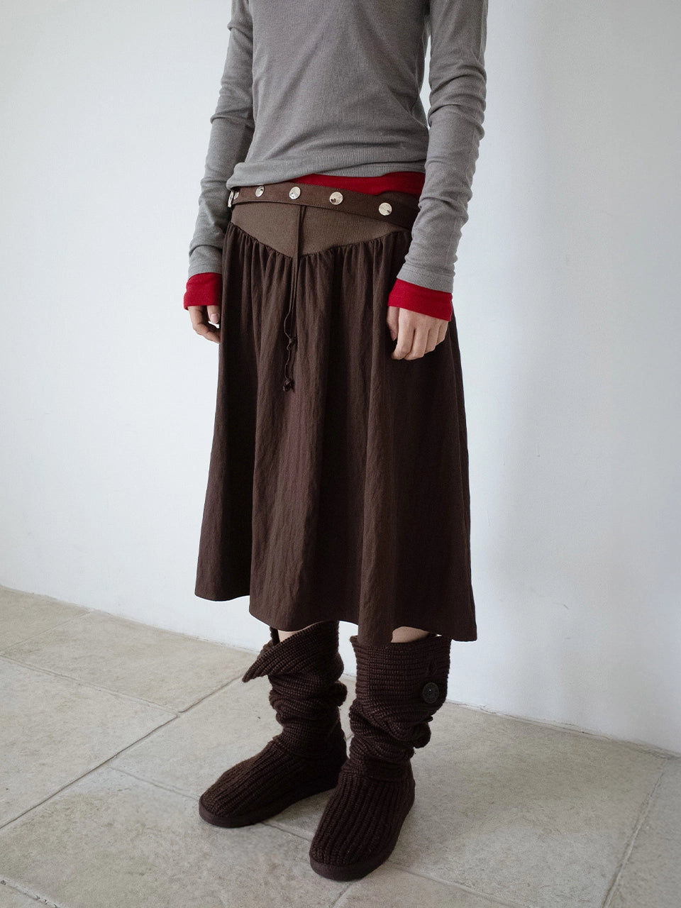 onska-fw-25-flare-rib-skirt-brown-brown-s