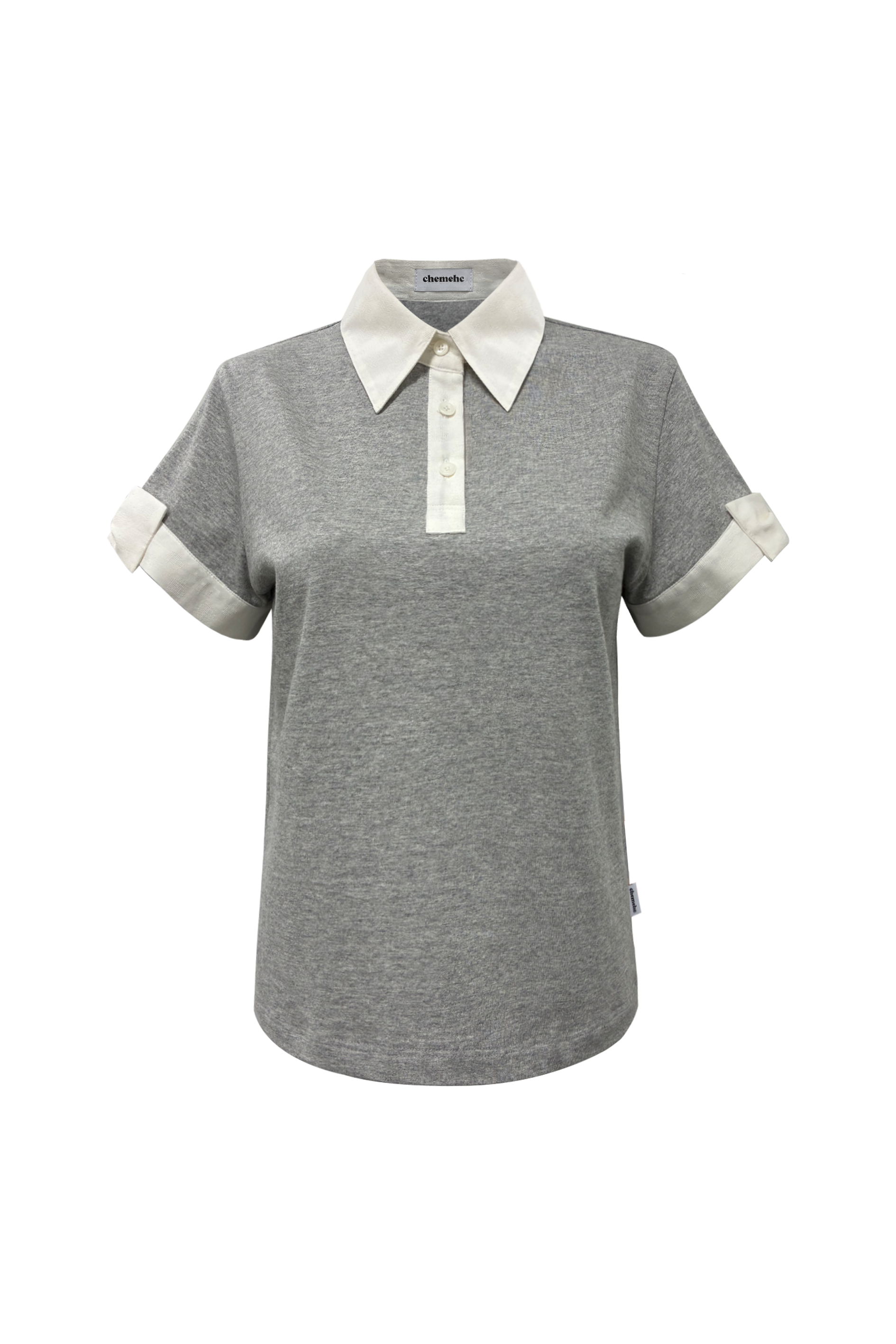 chemehc-fw-25-bow-sleeve-shirt-collar-top-melange-melange-s