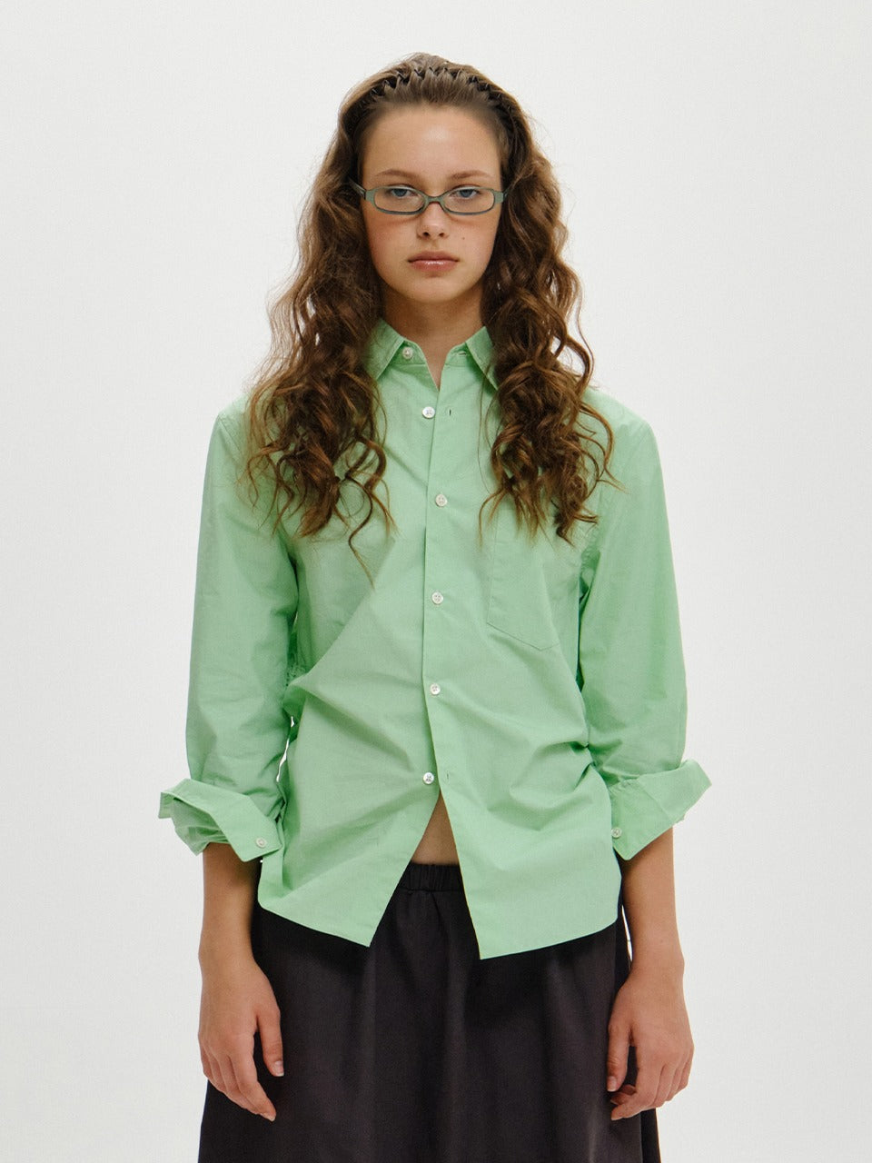 plzproject-fw-26-side-string-shirt-green-green-s