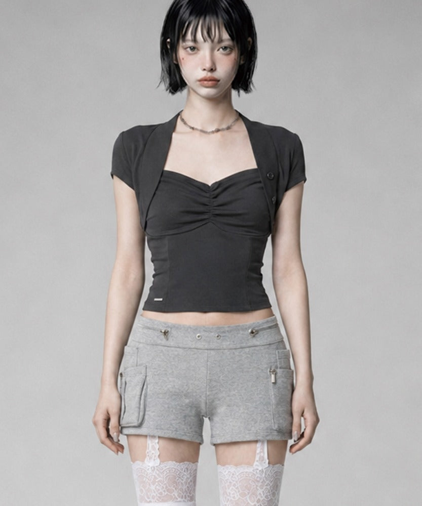 etre-au-sommet-ss-26-shirring-eyelet-bolero-top-dark-gray-dark-gray-s