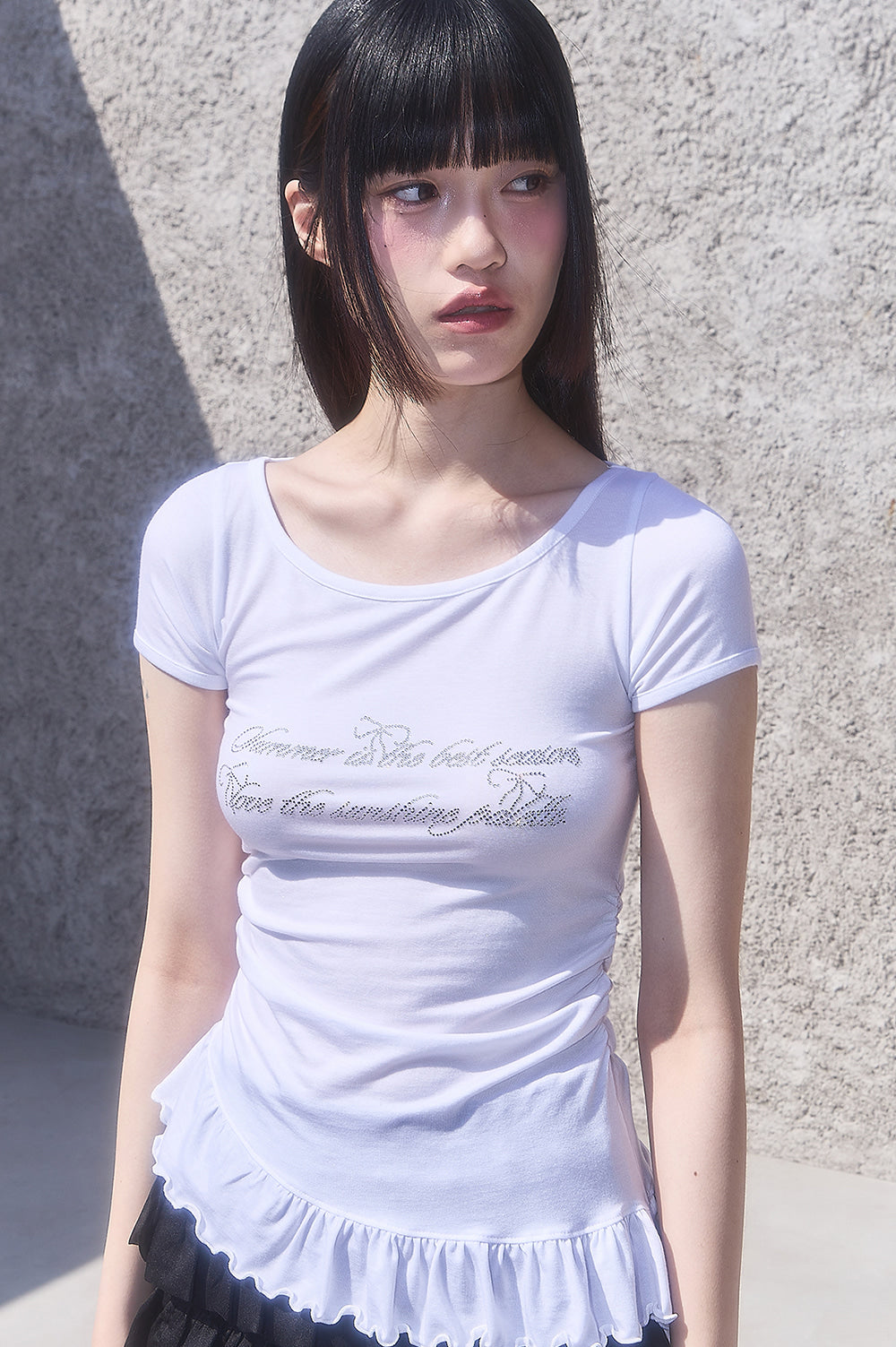 illigo-ss-25-asymmetrical-frill-hotfix-top-white