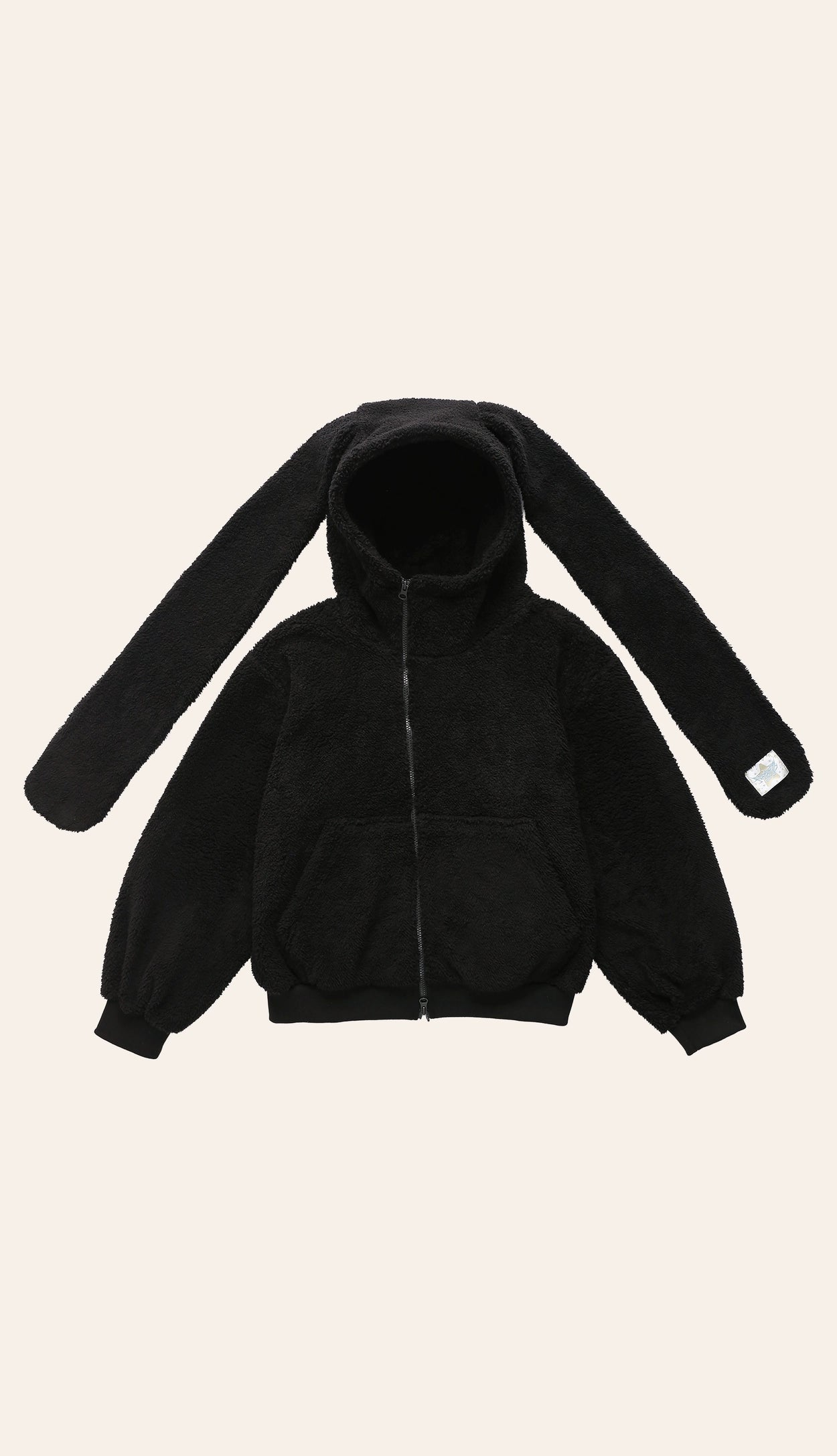 [FANYOUNG] FLUFFY LOBBIT HOODED ZIPUP - BLACK – SellerWork
