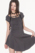 illigo-ss-25-lace-shirring-flare-dress-charcoal