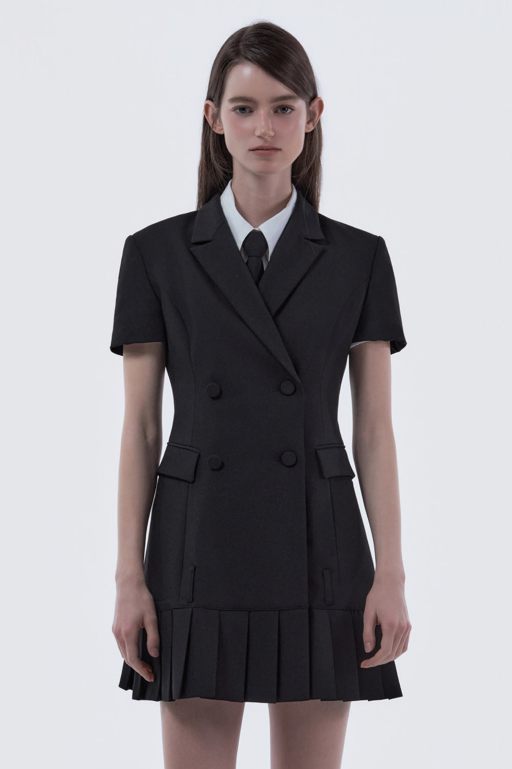 mausoleum-ss-26-jenn-pleated-half-sleeve-suit-jacket-dress-black-black-s