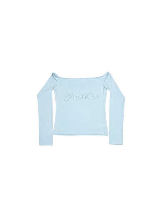 porico-world-fw-24-offshoulder-long-sleeve-baby-blue