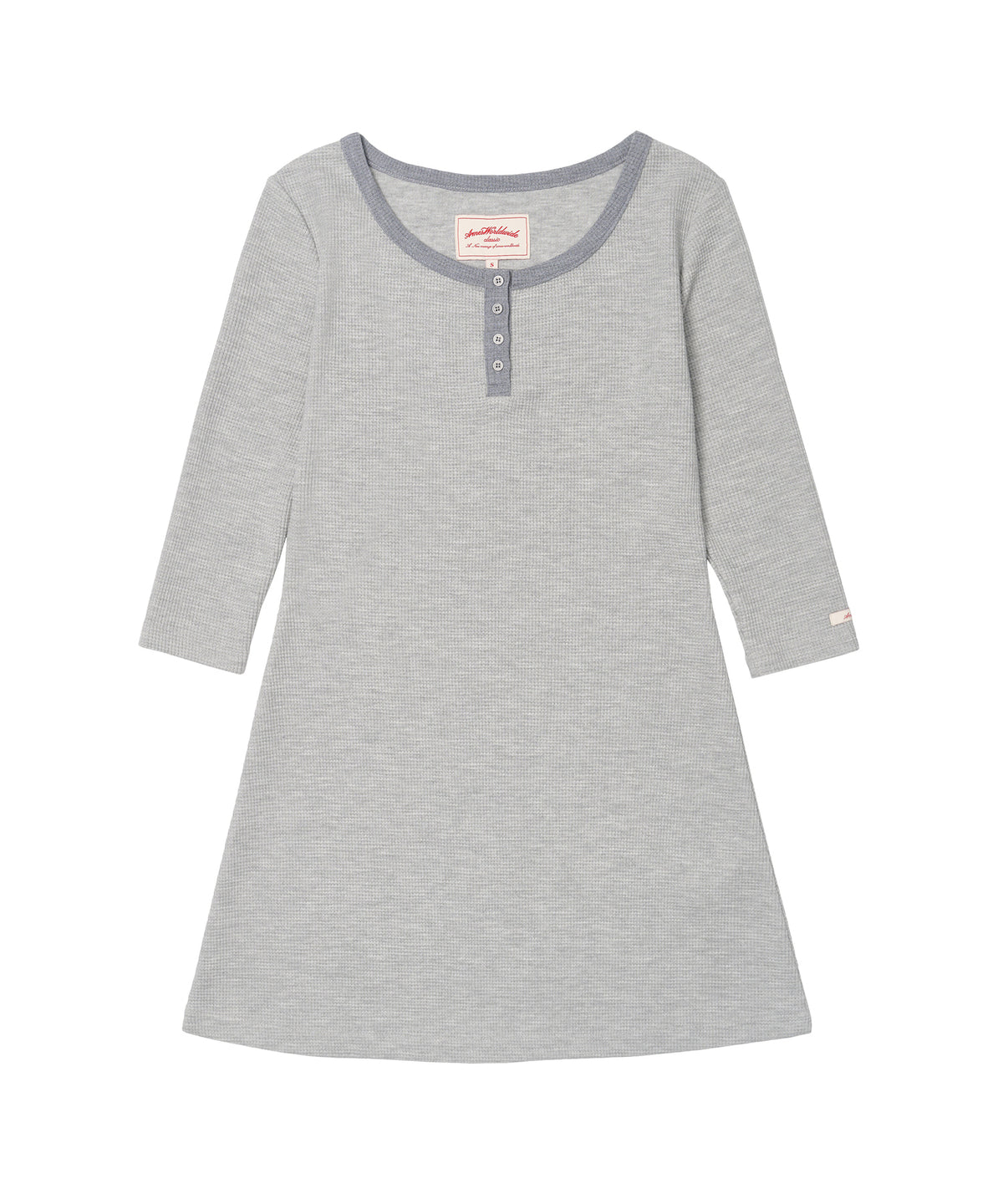 ames-worldwide-fw-26-classic-waffle-henley-neck-dress-grey-gray-s