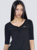 luv-is-true-ss-25-e-basic-half-dot-sleeve-tee-black-black-s