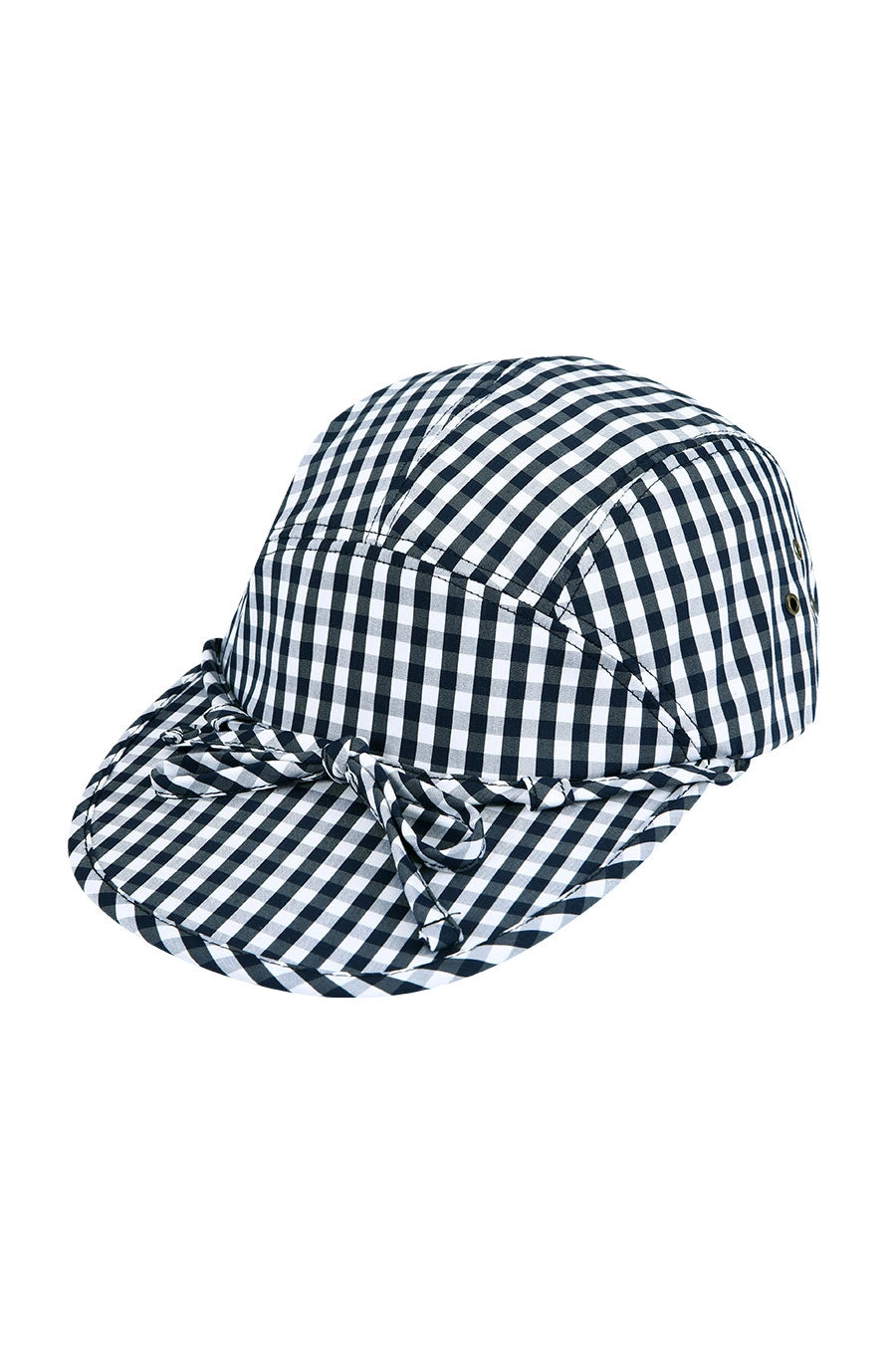 youche-pret-a-porter-ss-25-dr-gingham-check-duck-cap-navy-navy-s