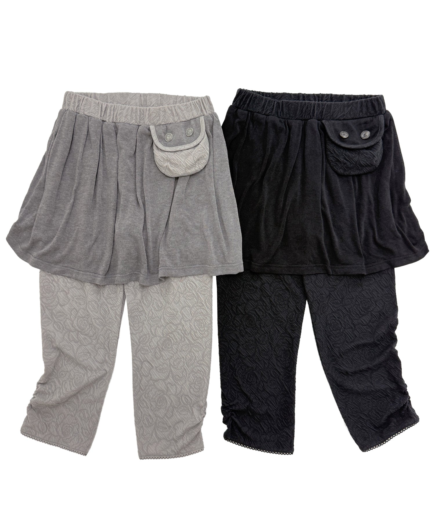 plasmasphere-ss-26-pixie-pocket-layered-flared-skirt-capri-leggings-2color-grey-s