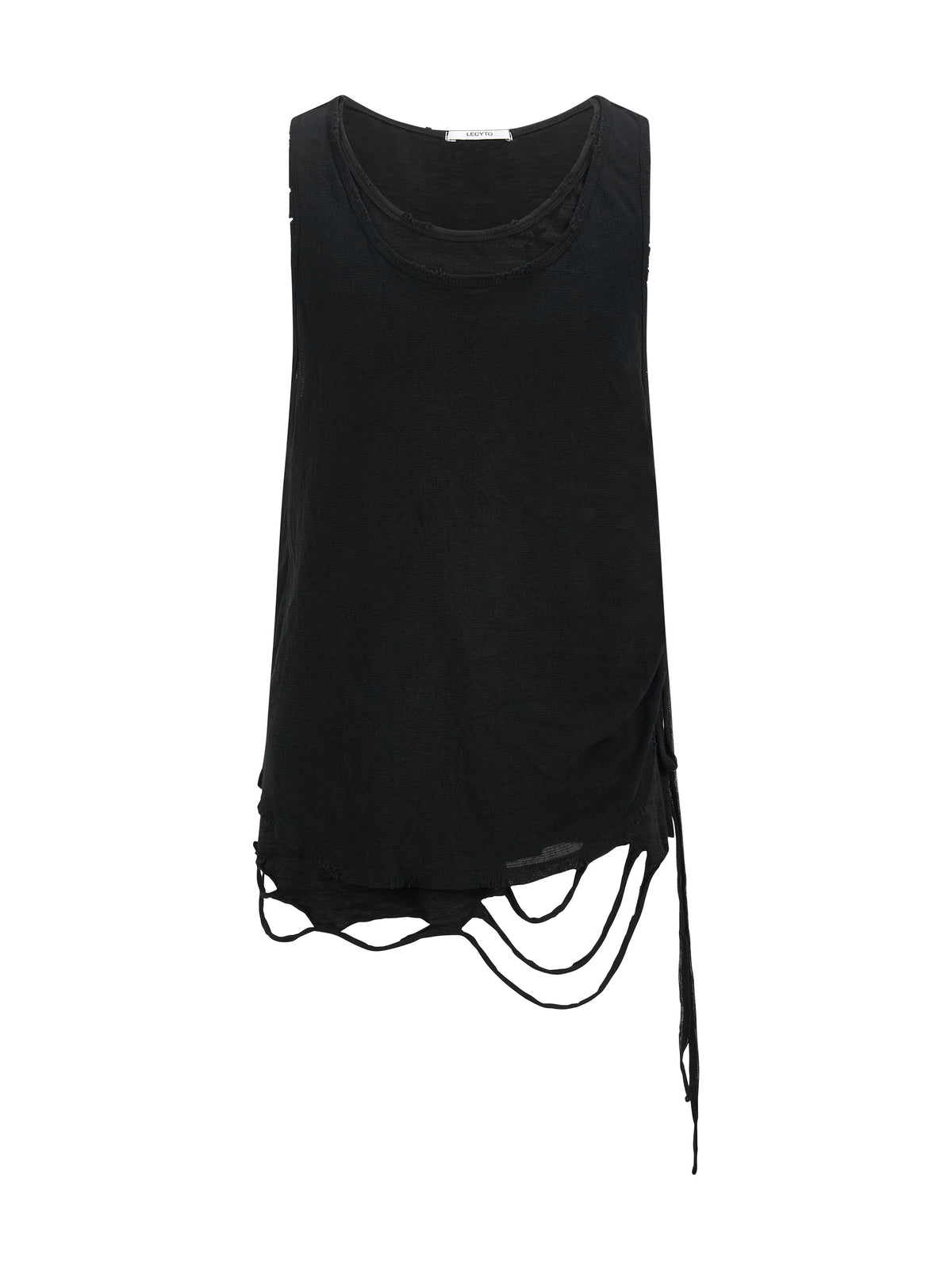 lecyto-fw-26-layered-shirring-sleeveless-black-black-s