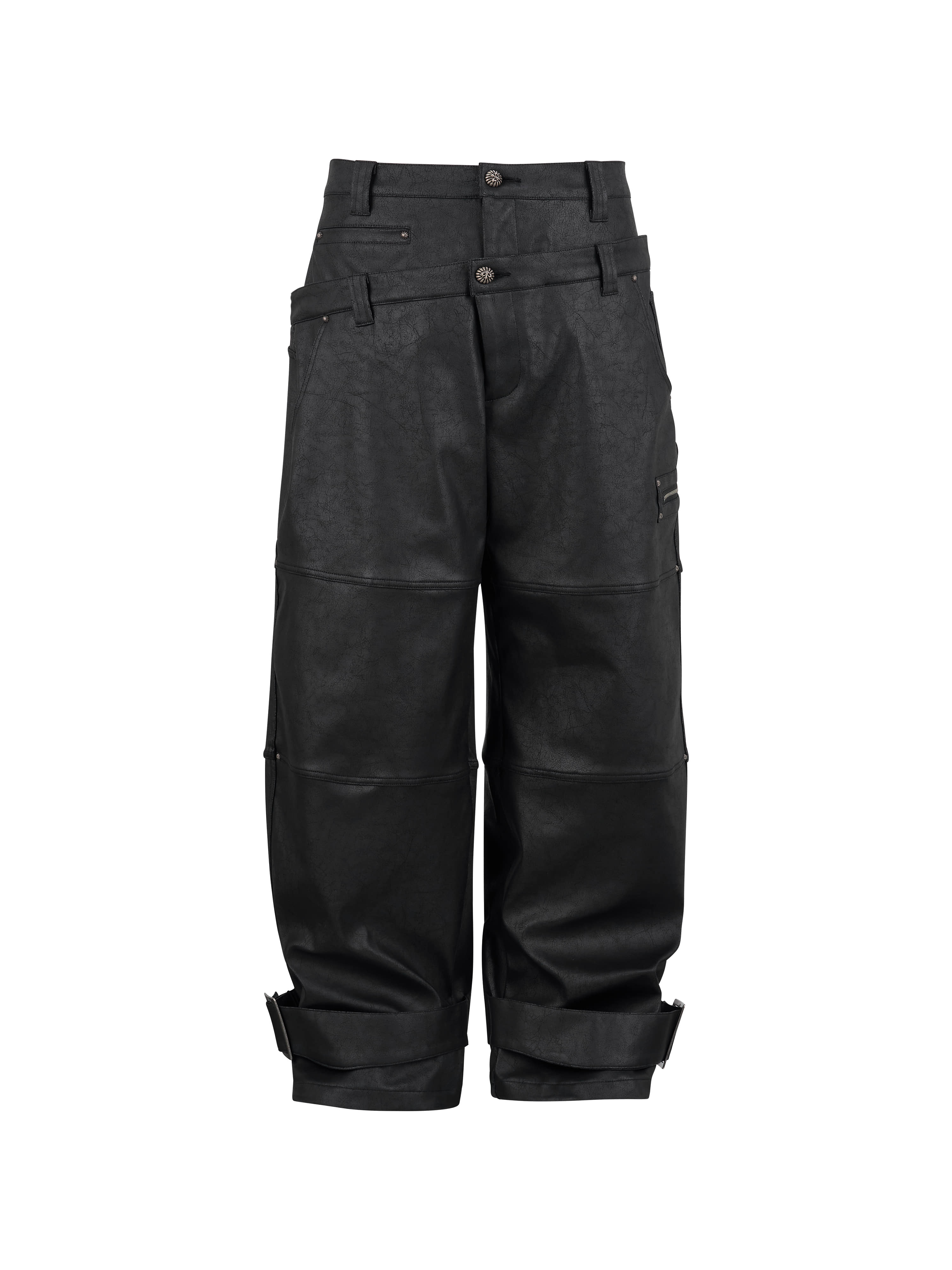 lecyto-ss-26-double-waist-coated-pants-black-black-s