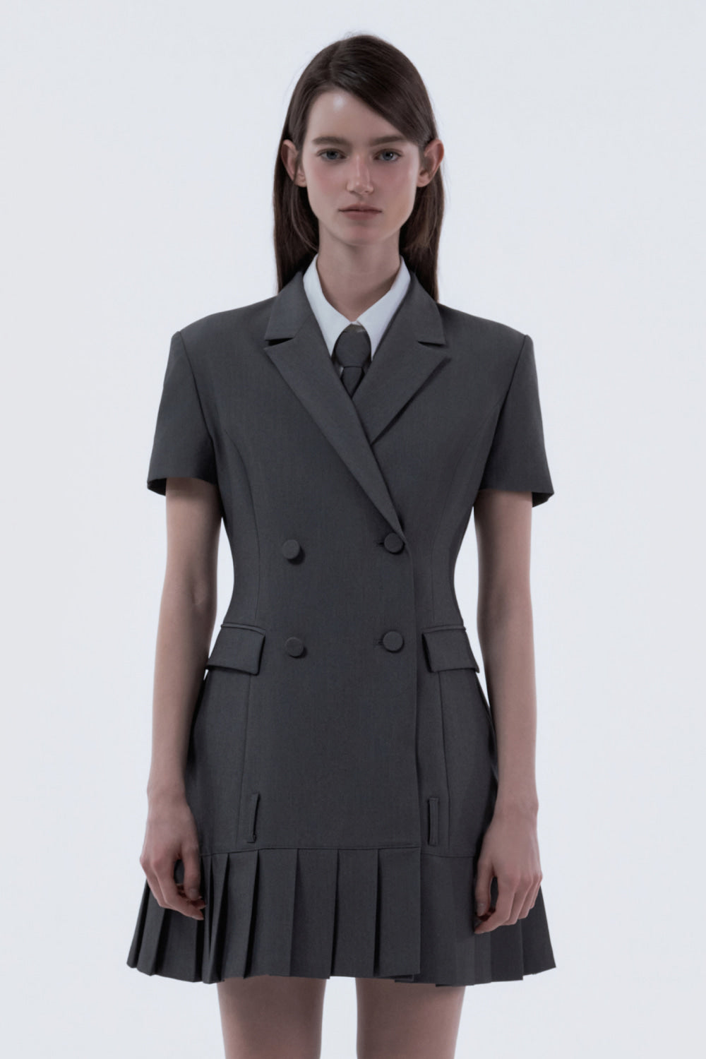 mausoleum-ss-26-jenn-pleated-half-sleeve-suit-jacket-dress-grey-gray-s