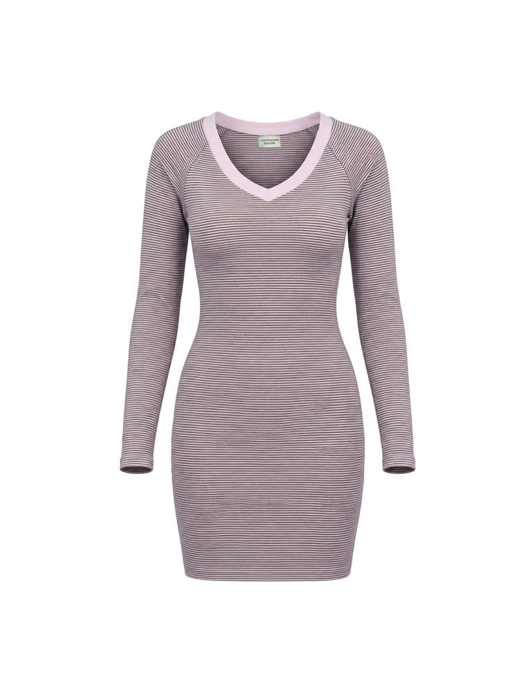 onmyown-fw-26-lavender-v-neck-striped-dress-pink-s