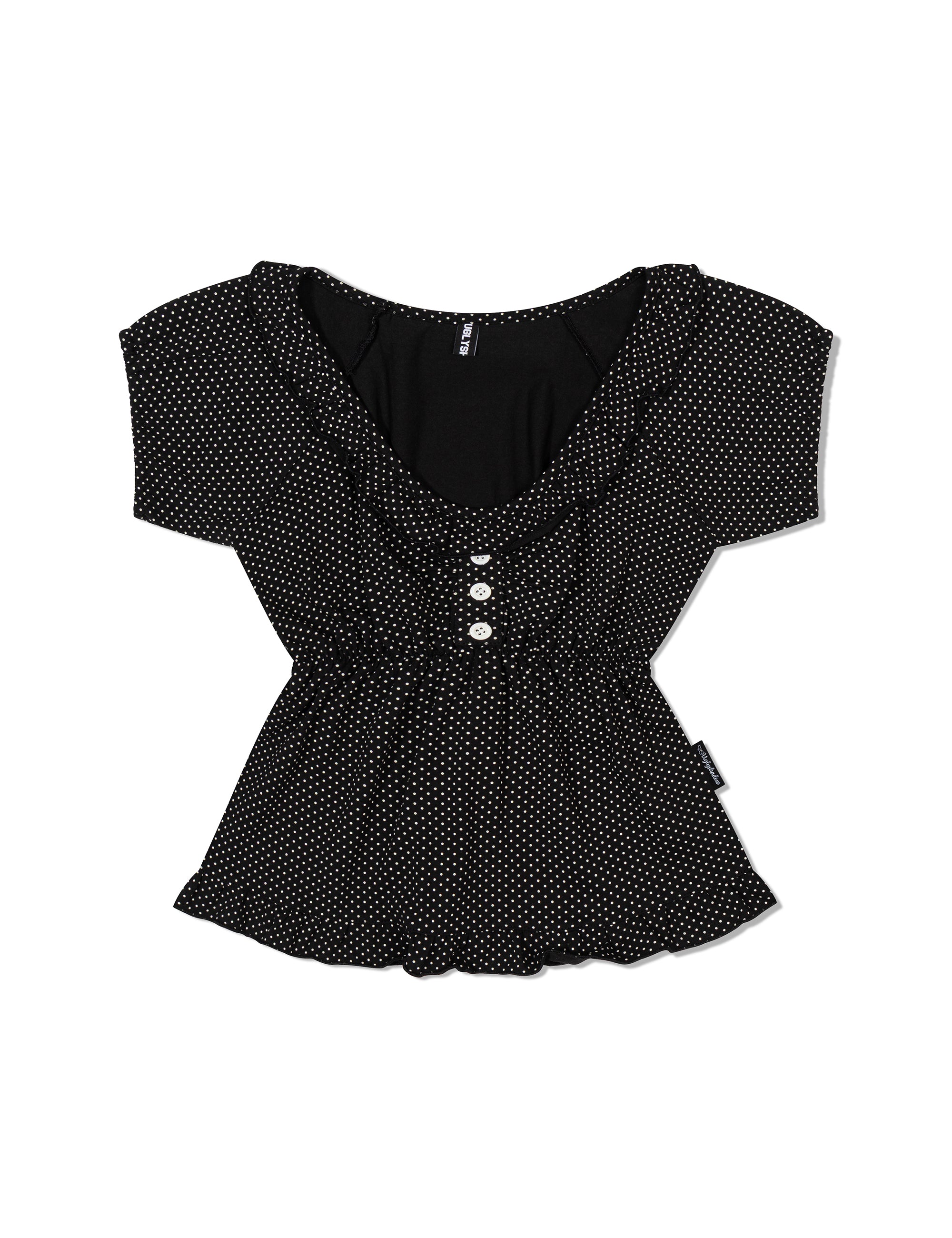 ugly-shadow-ss-25-dotted-shirring-top-tshirt(black)