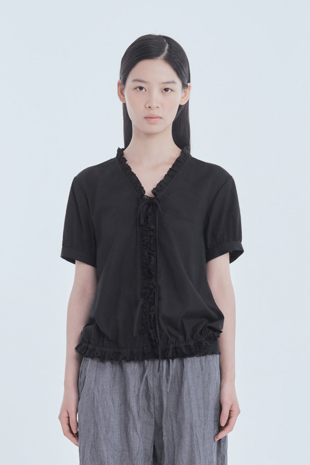 mausoleum-fw-26-ruffle-cotton-summer-blouse-black-s