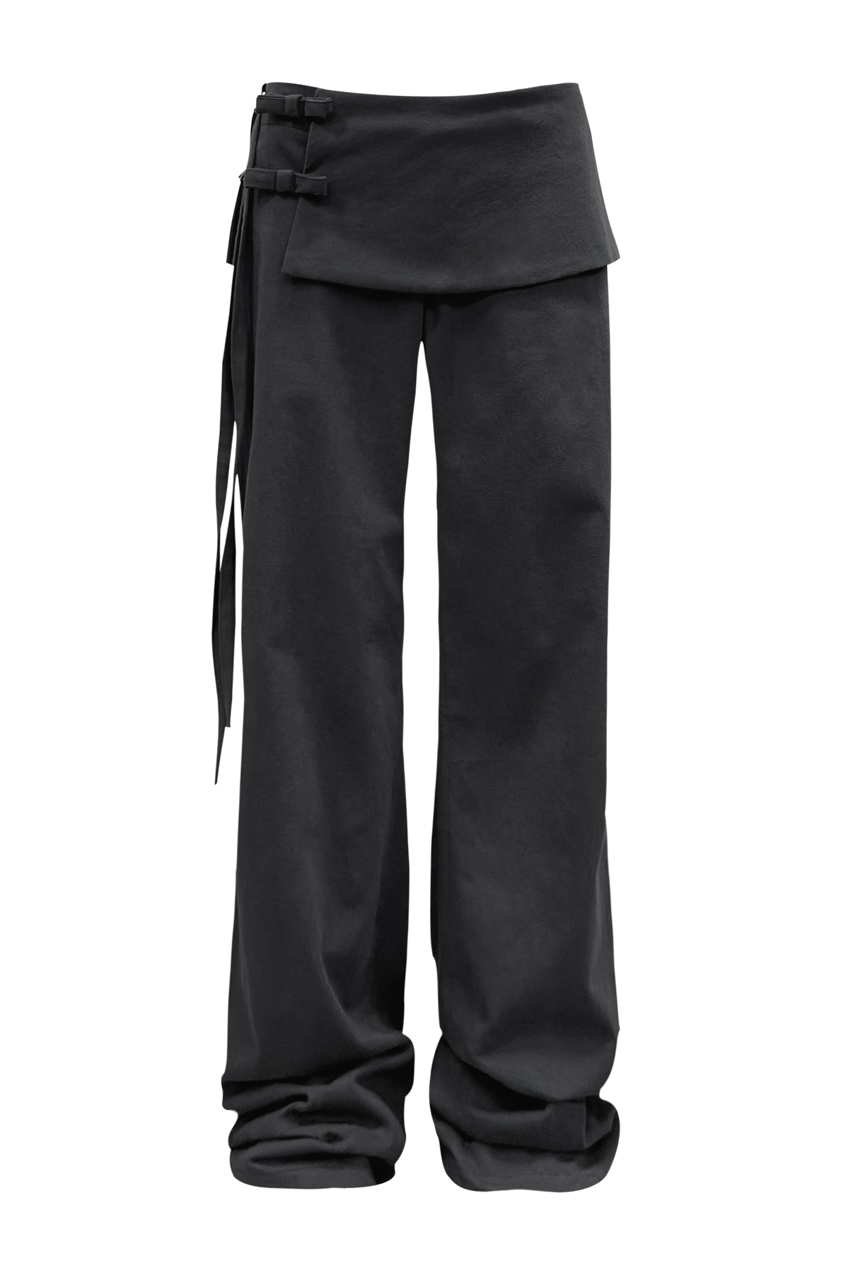 chemehc-fw-26-bow-buckle-mini-layered-pants-charcoal-charcoal-s