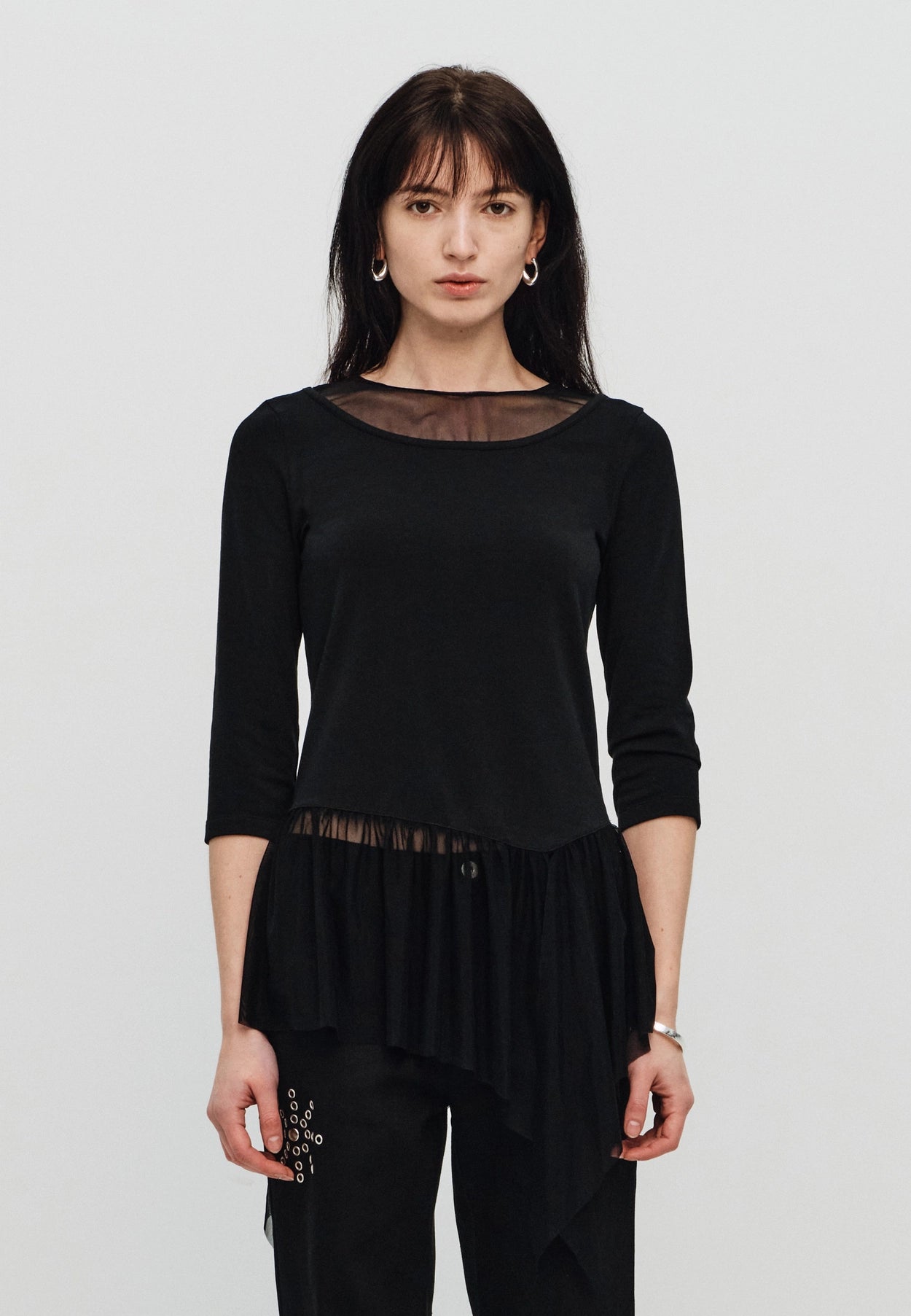 sealot-ss-25-mesh-shirring-three-quarter-sleeve-top-black-black-s